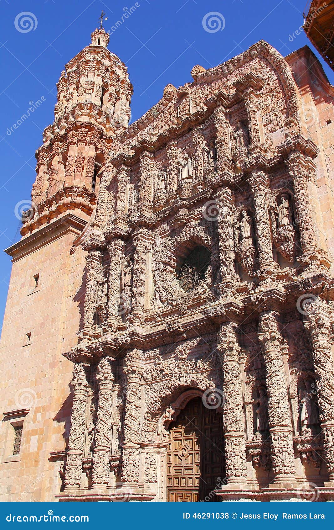 baroque facade of the zacatecas cathedral, mexico  v