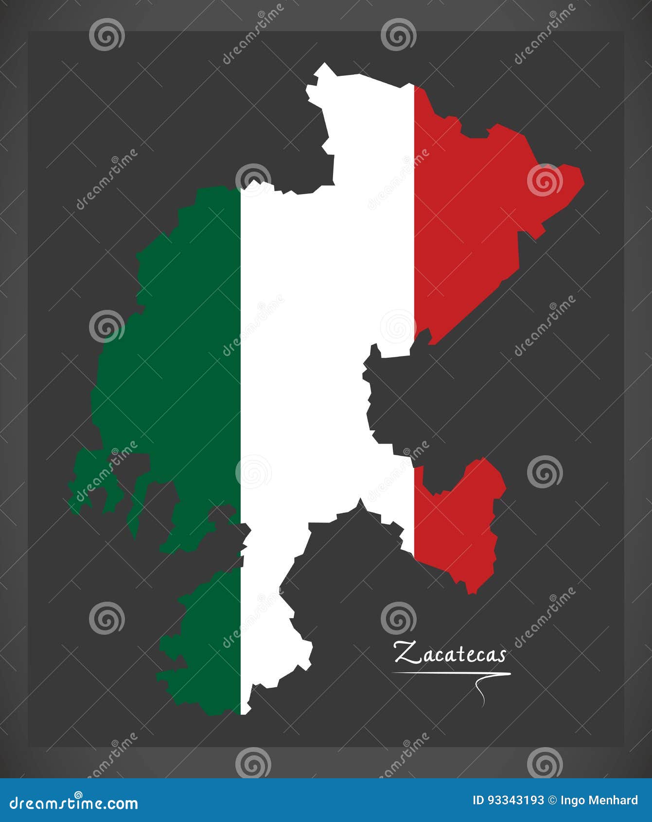 Zacatecas Map with Mexican National Flag Illustration Stock Vector -  Illustration of area, beautiful: 93343193, image size:1341x1690