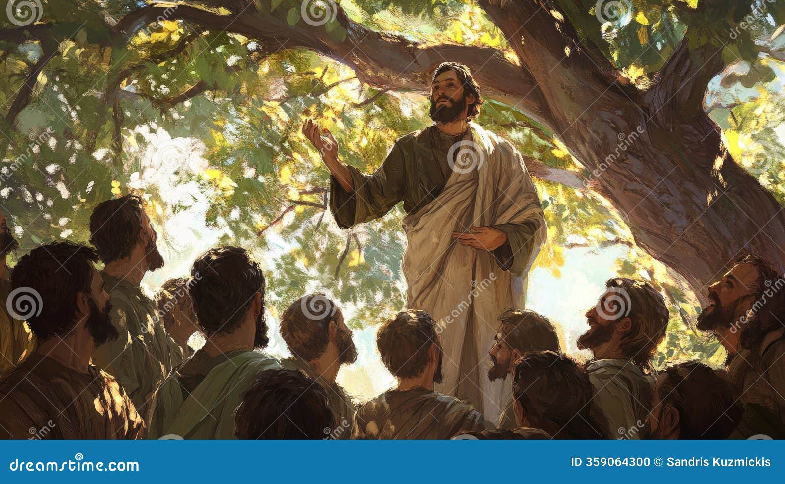 Zacchaeus The Man In The Tree Looks Out Into The Crowd Pencil Drawing