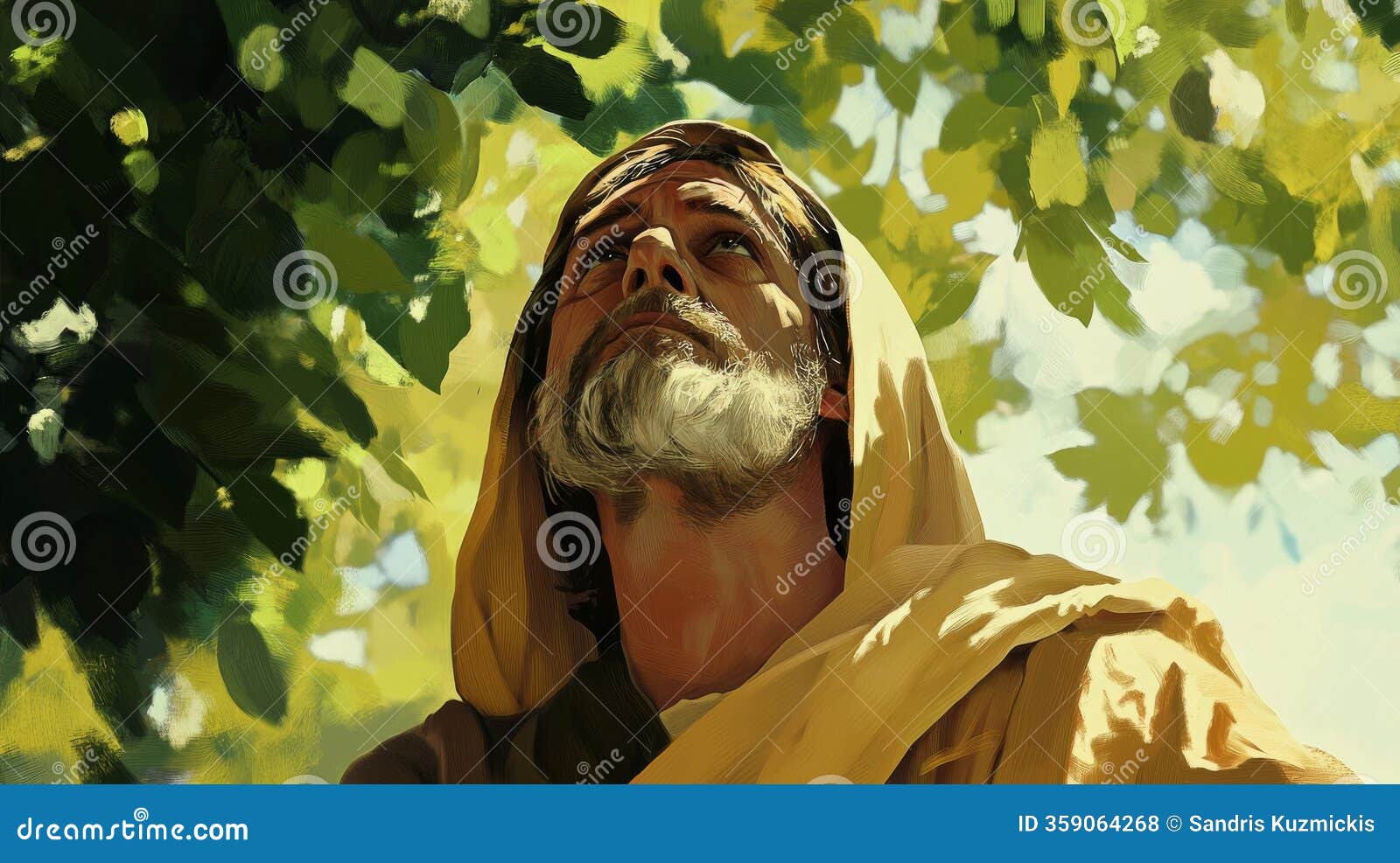 Zacchaeus The Man In The Tree Looks Out Into The Crowd Pencil Drawing