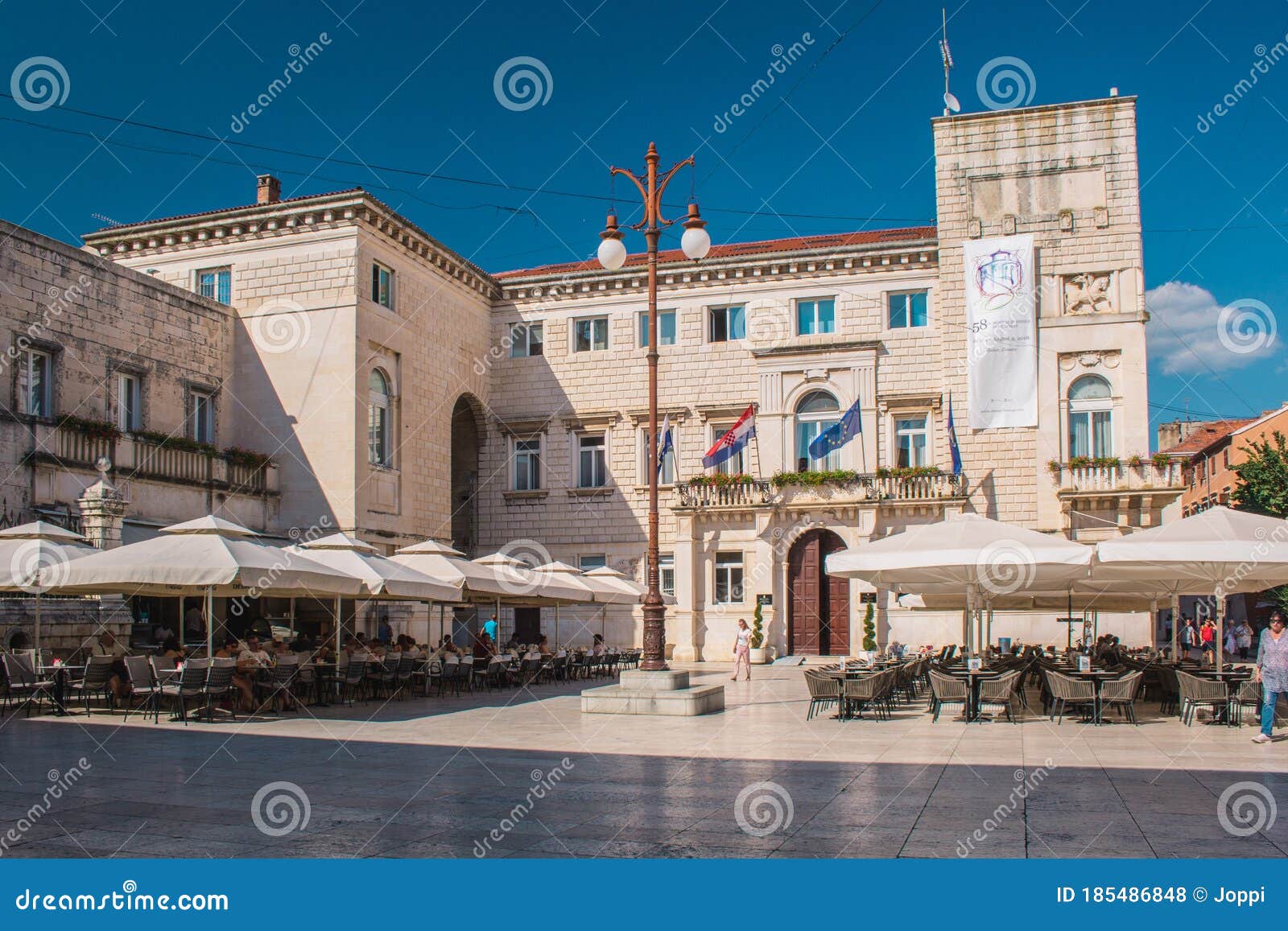 Zadar, Croatia - July 24 2018: People`s Square in the Old Town of Zadar