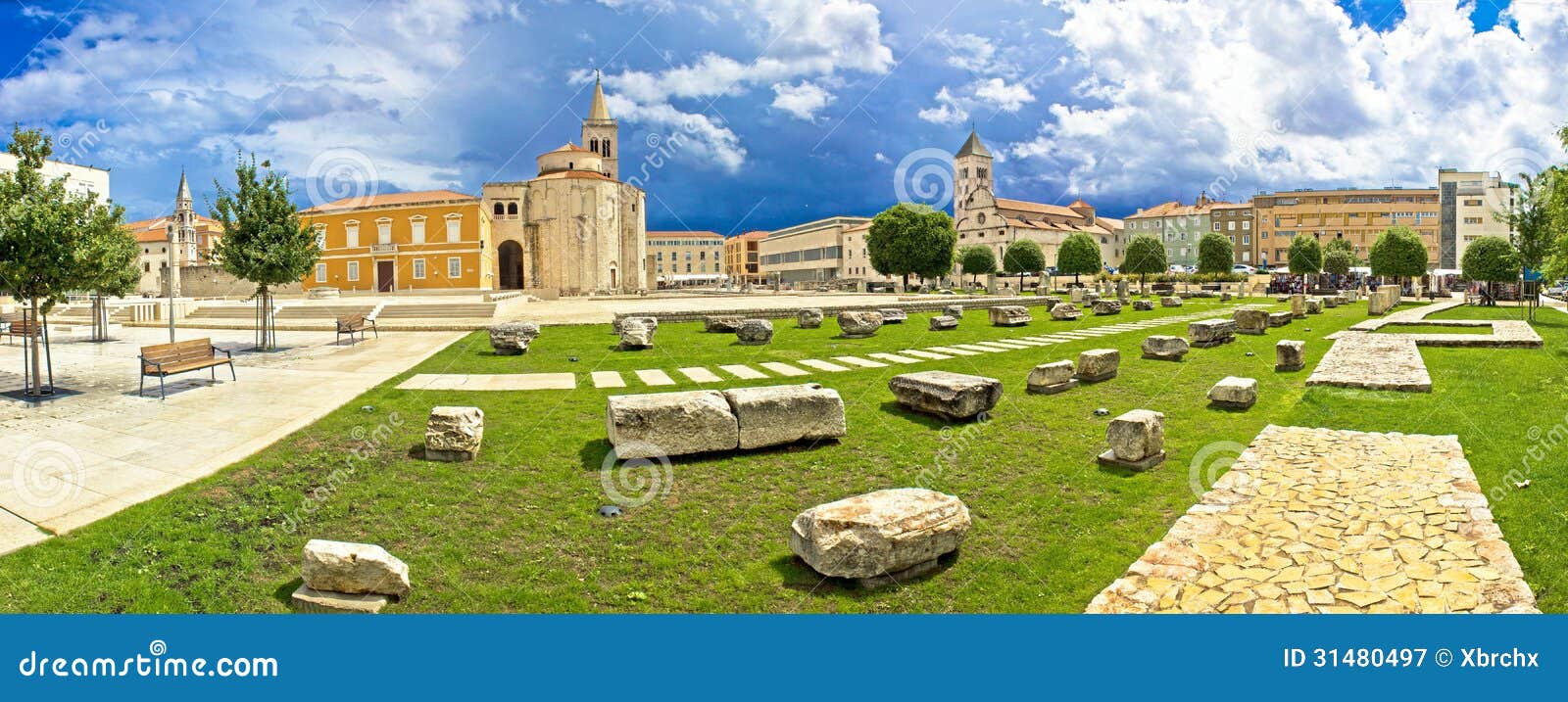 Zadar Green Square Panoramic View Stock Image Image of catholic