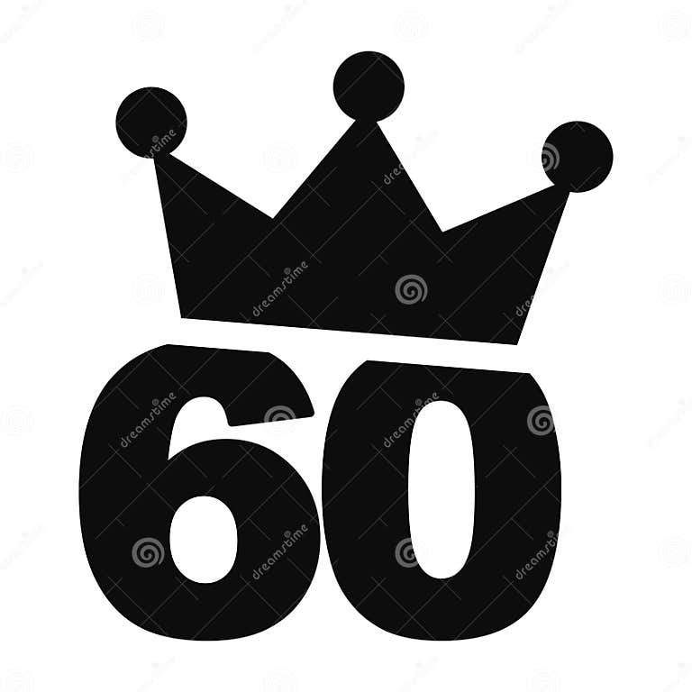 Zahl 60 Mit Einer Krone Vektor Illustration Sechzigsten Geburtstag