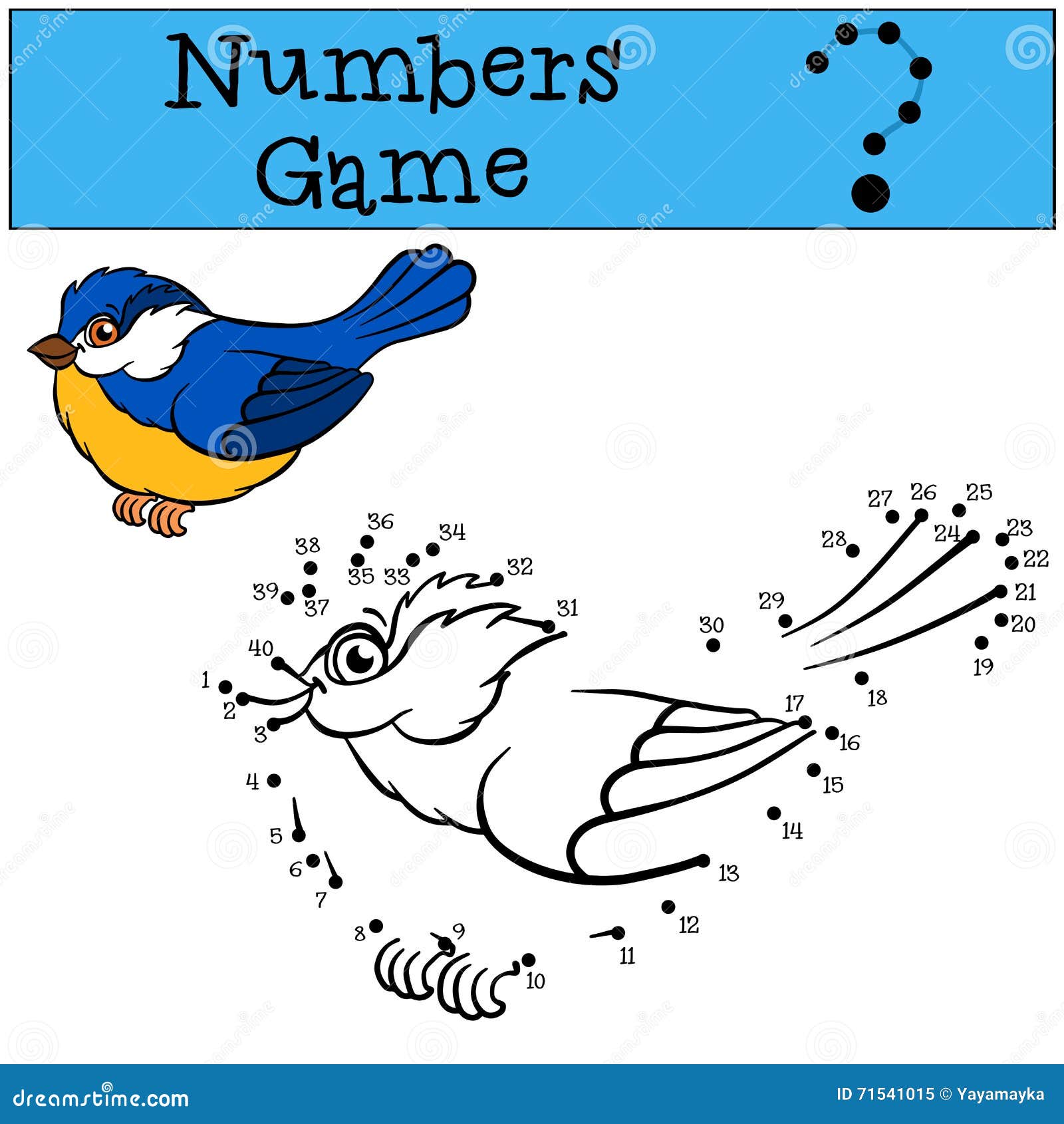 Zahlenspiel Kleine Nette Meise Vektor Abbildung