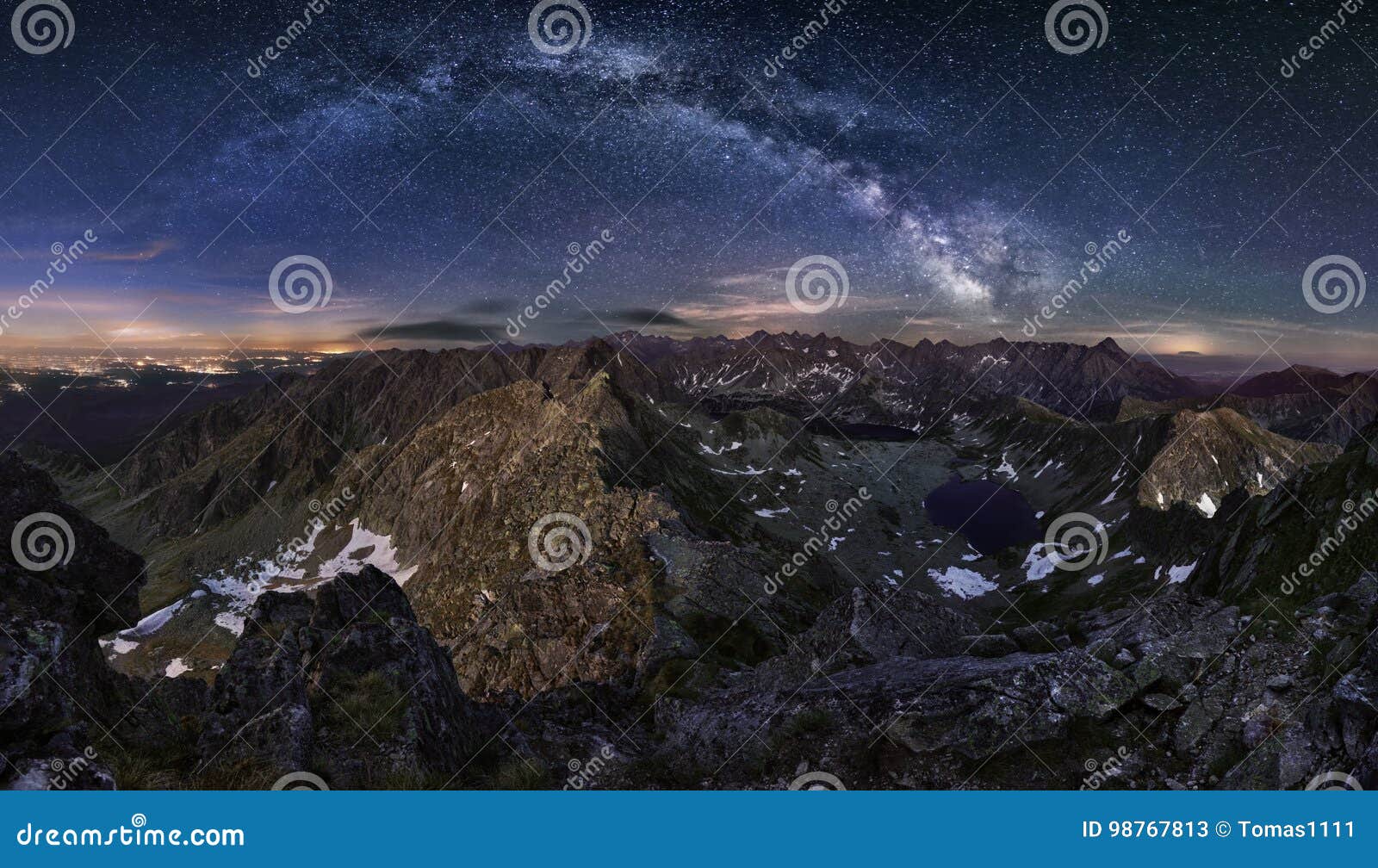 zakopane in poland at night from tatras peak swinica