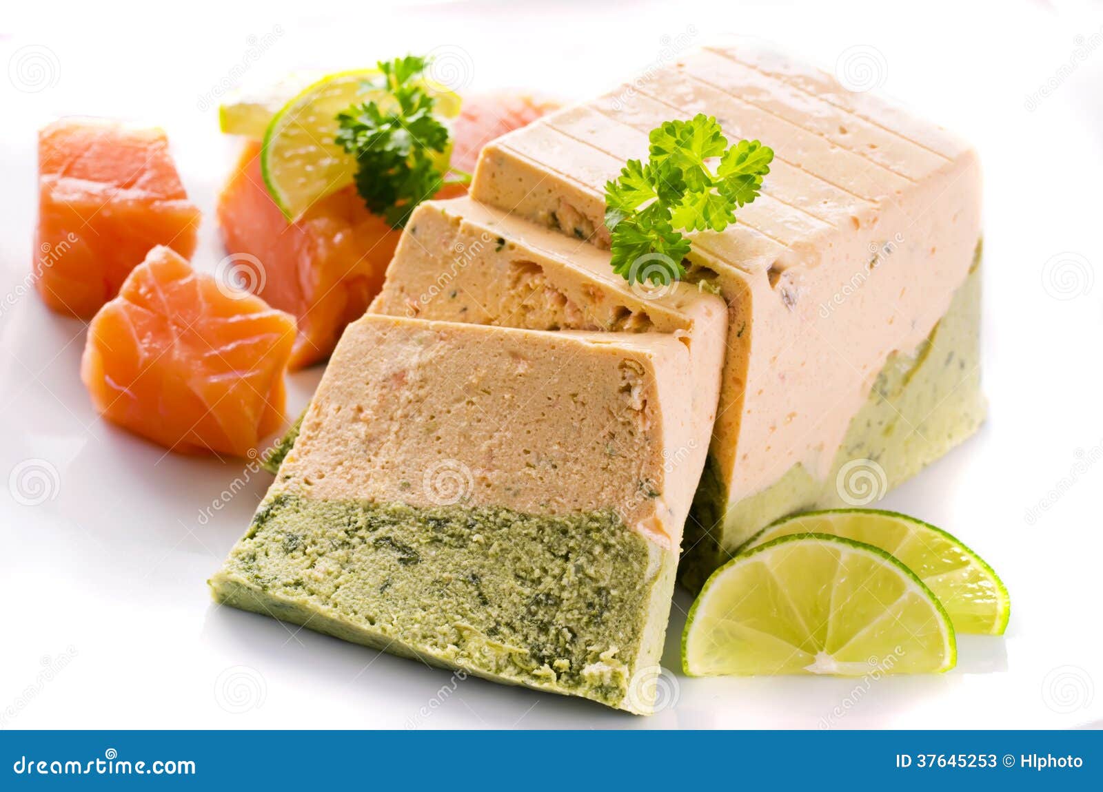 Zalm en Spinazie Terrine stock afbeelding. Image of frans 37645253
