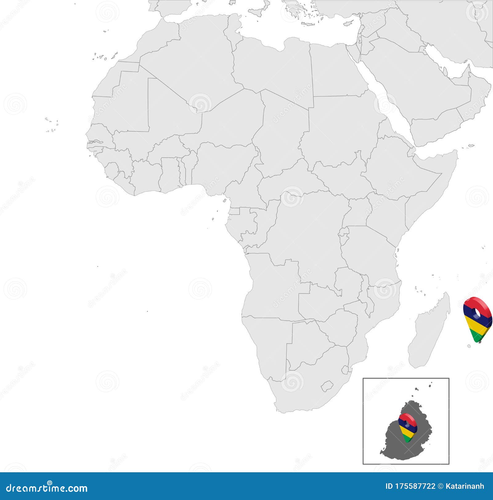 Location Of Mauritius On Map Africa. 3d Republic Of Mauritius Flag Map Marker Location Pin. High ...