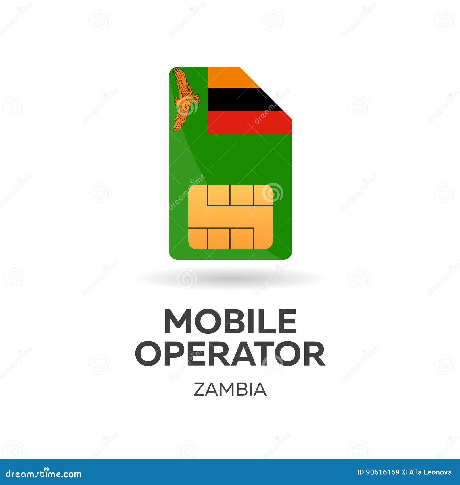 Zambia Mobile Operator. SIM Card with Flag. Vector Illustration. Stock Illustration