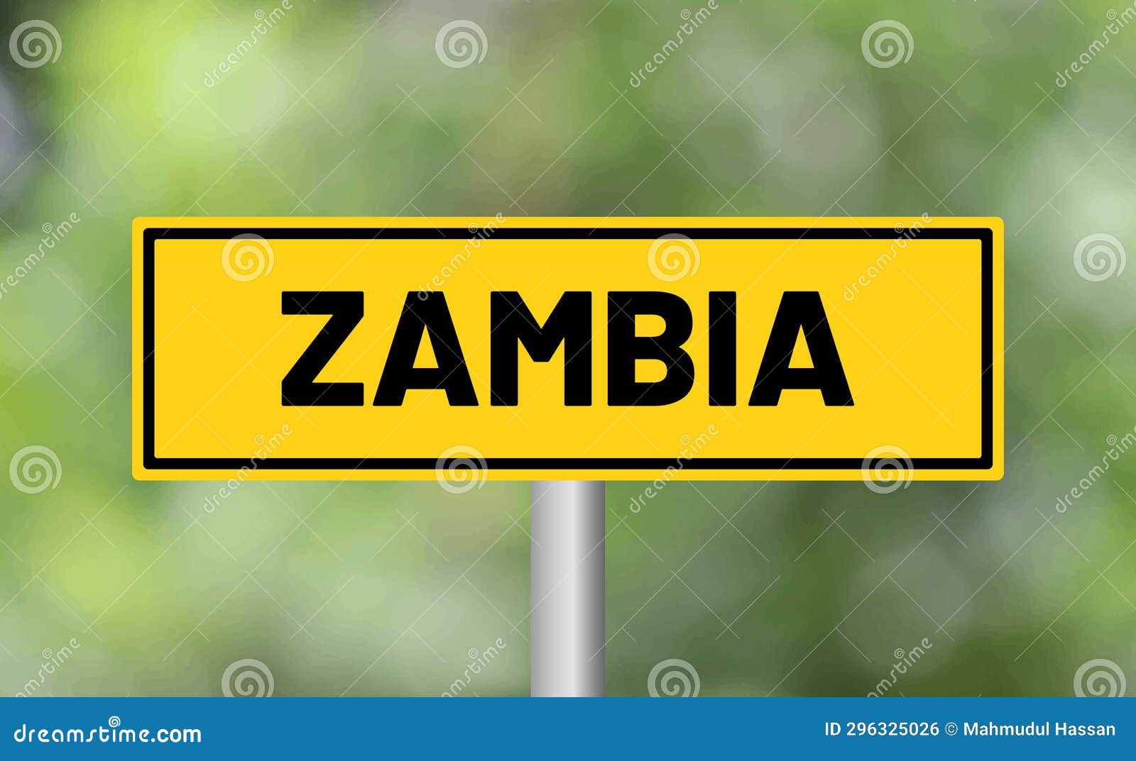 Zambia Road Sign on Blur Background Stock Photo Image of guidepost