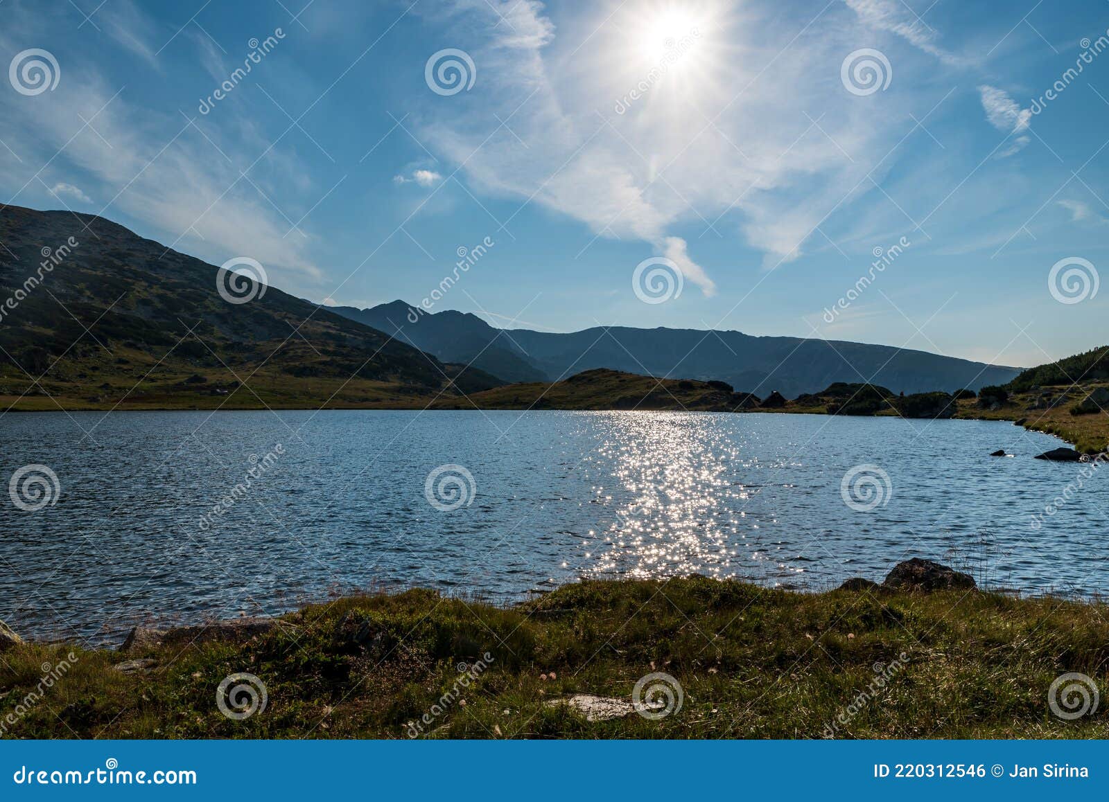 Zanoaga Mare Lake with Hills on the Background in Retezat Mountains in ...