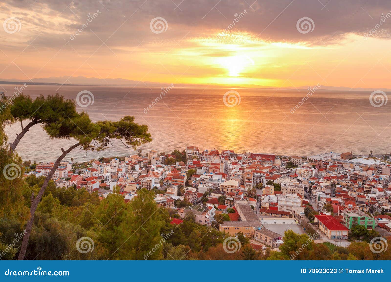 zante town during sunrise on zakynthos island in greece