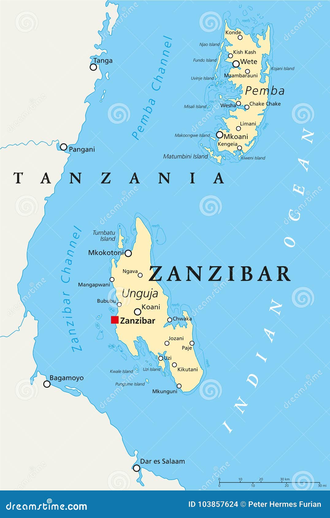 afryka zanzibar mapa Zanzibar Polityczna mapa ilustracja wektor. Ilustracja złożonej z 