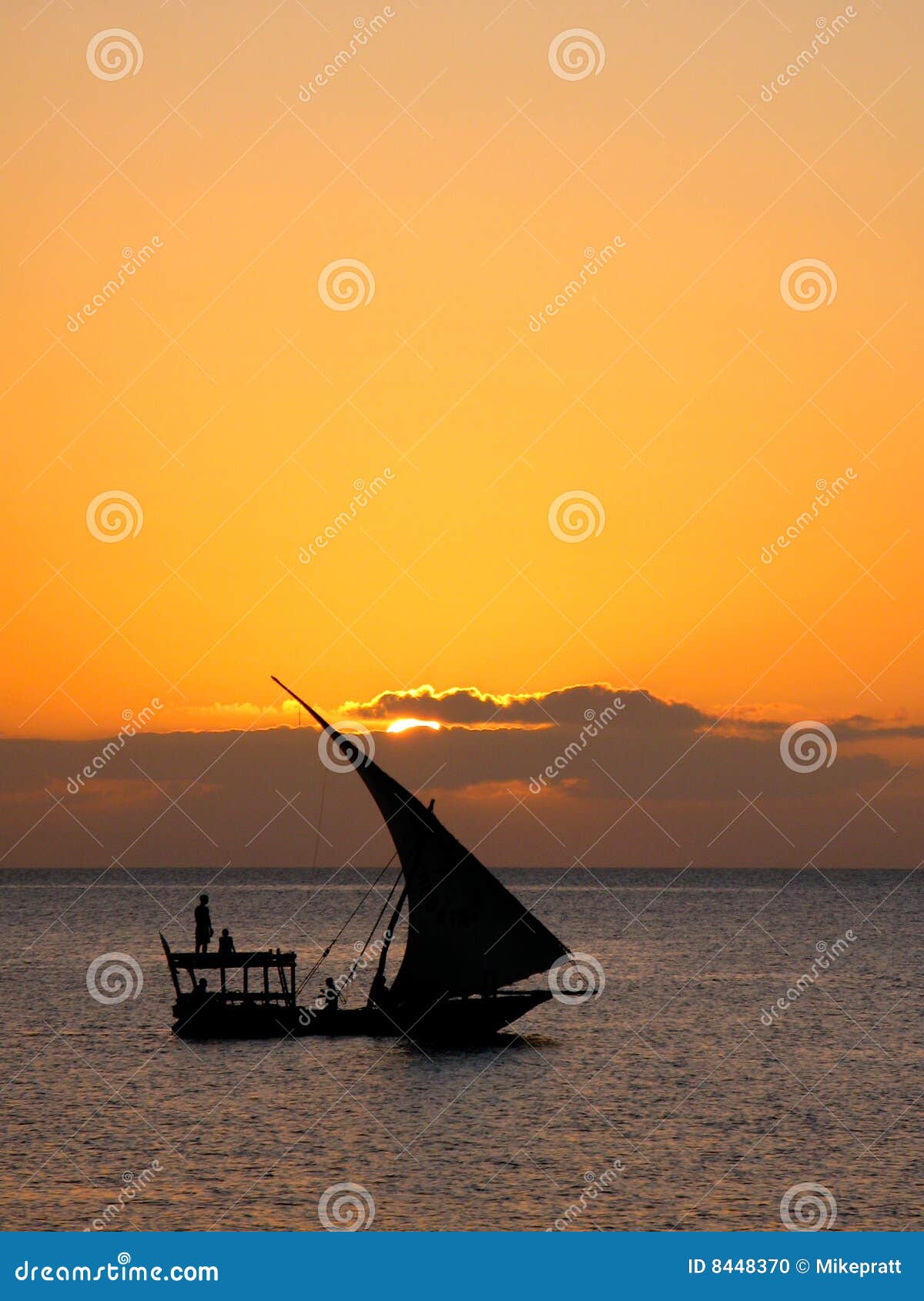 Zanzibar Sailboat At Sunset Stock Photo - Image of tide 