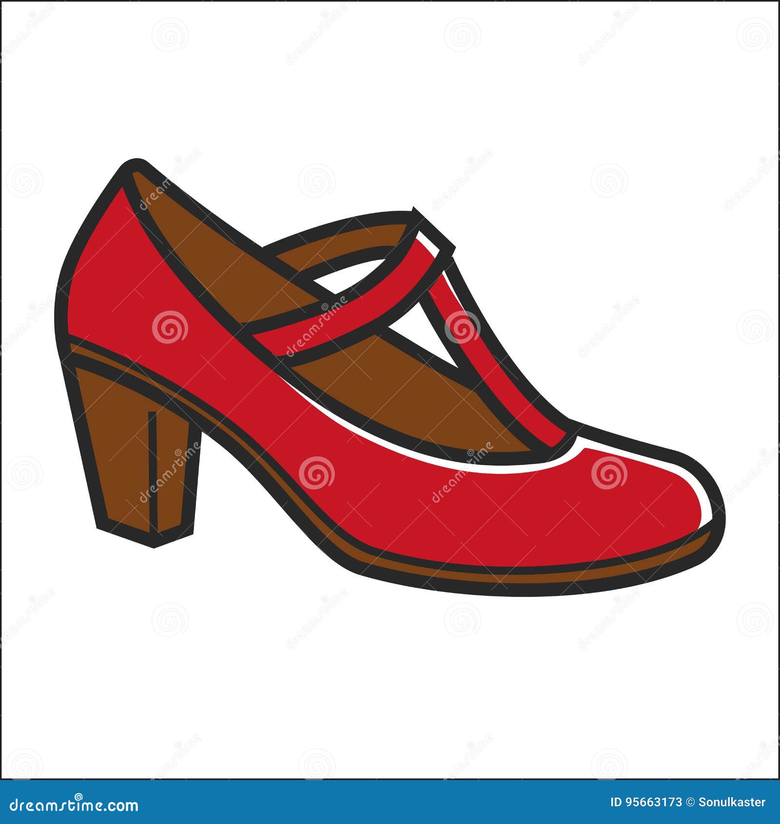 Zapato De La Mujer En El Talón En Color Rojo Aislado En Blanco Ilustración del Vector - Ilustración de primer, paso: