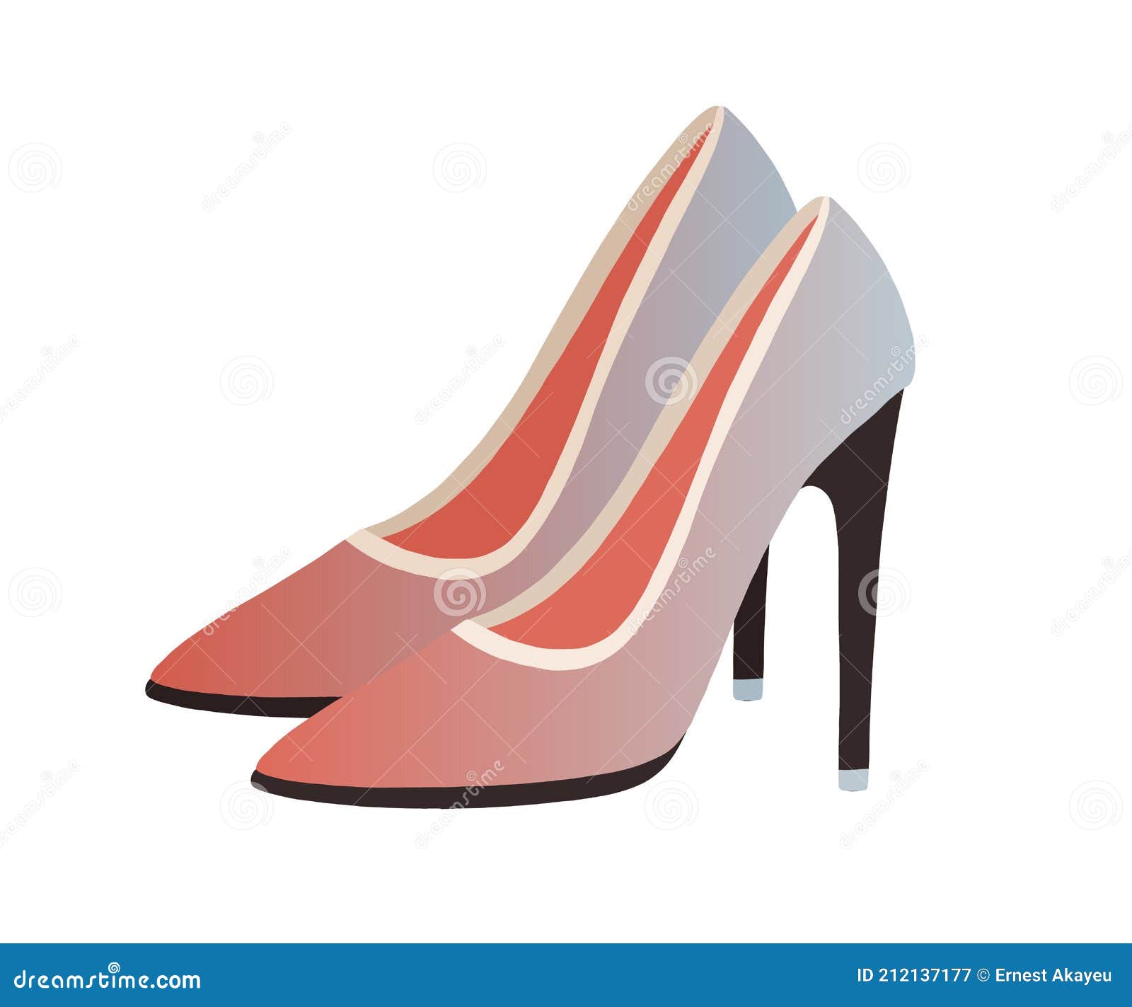 Zapatos De Fiesta De Tacón Alto Elegantes Para Mujer O Stilettos. Y Calzado Con Estilo. Ilustración Vectorial Plana Coloreada Ilustración del - Ilustración de modelo, blanco: 212137177