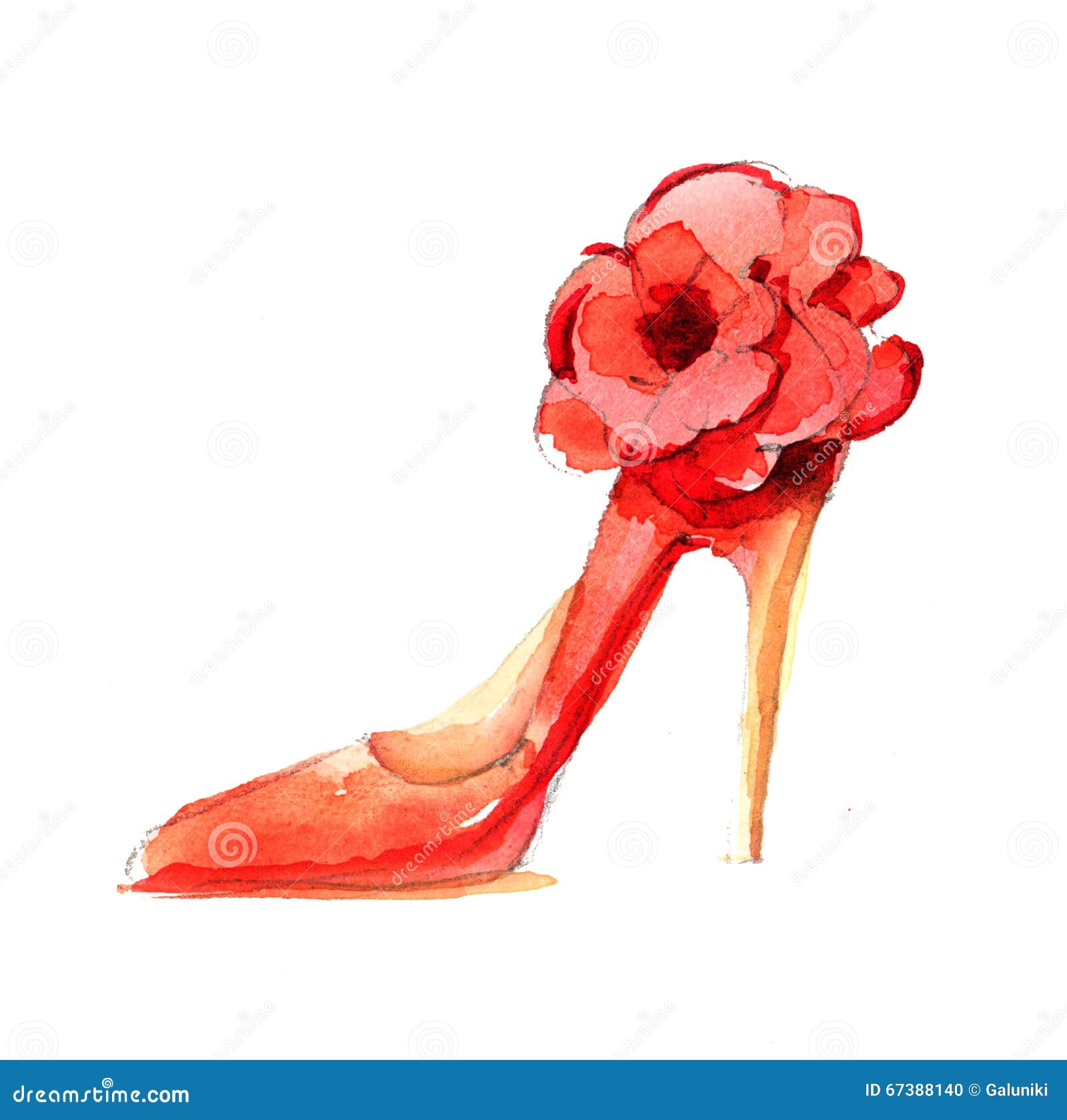 embotellamiento bomba exhaustivo Zapatos De La Moda De La Acuarela Stock de ilustración - Ilustración de  flor, elegancia: 67388140