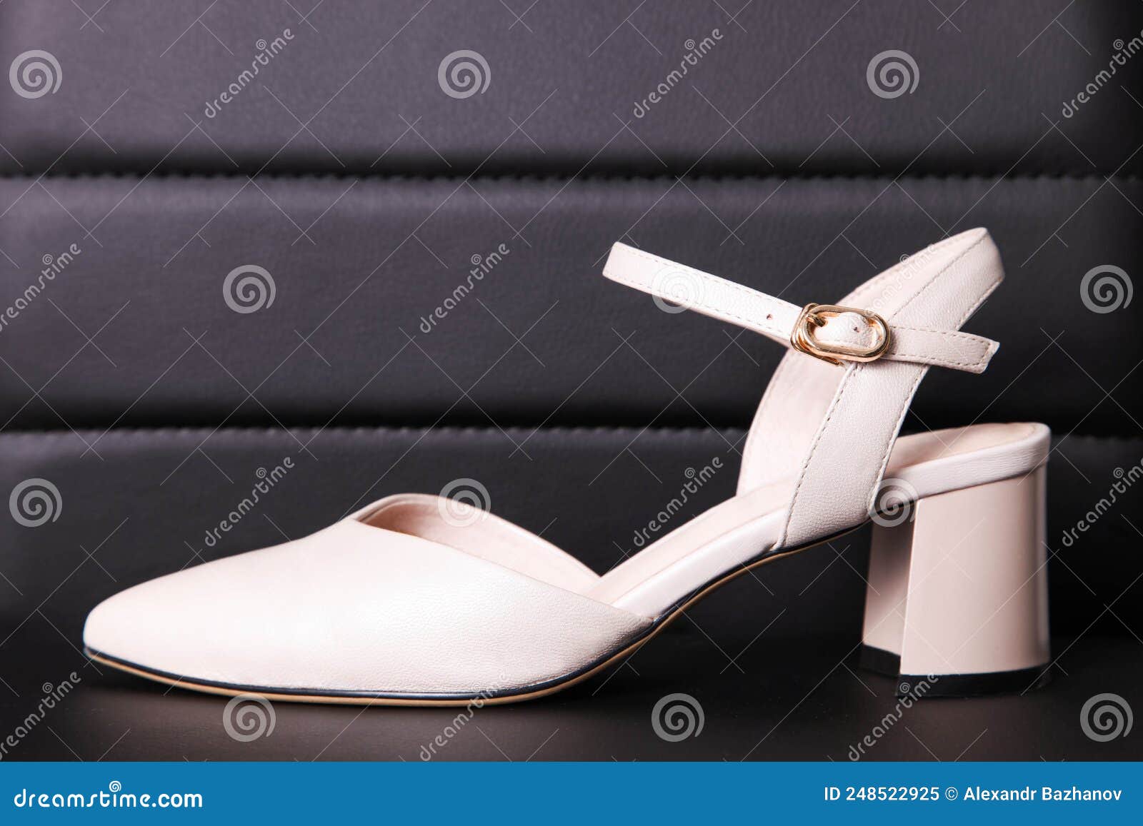 Zapatos De Mujer Beige Clásico Con Tacones Imagen de Imagen de color, elegante: