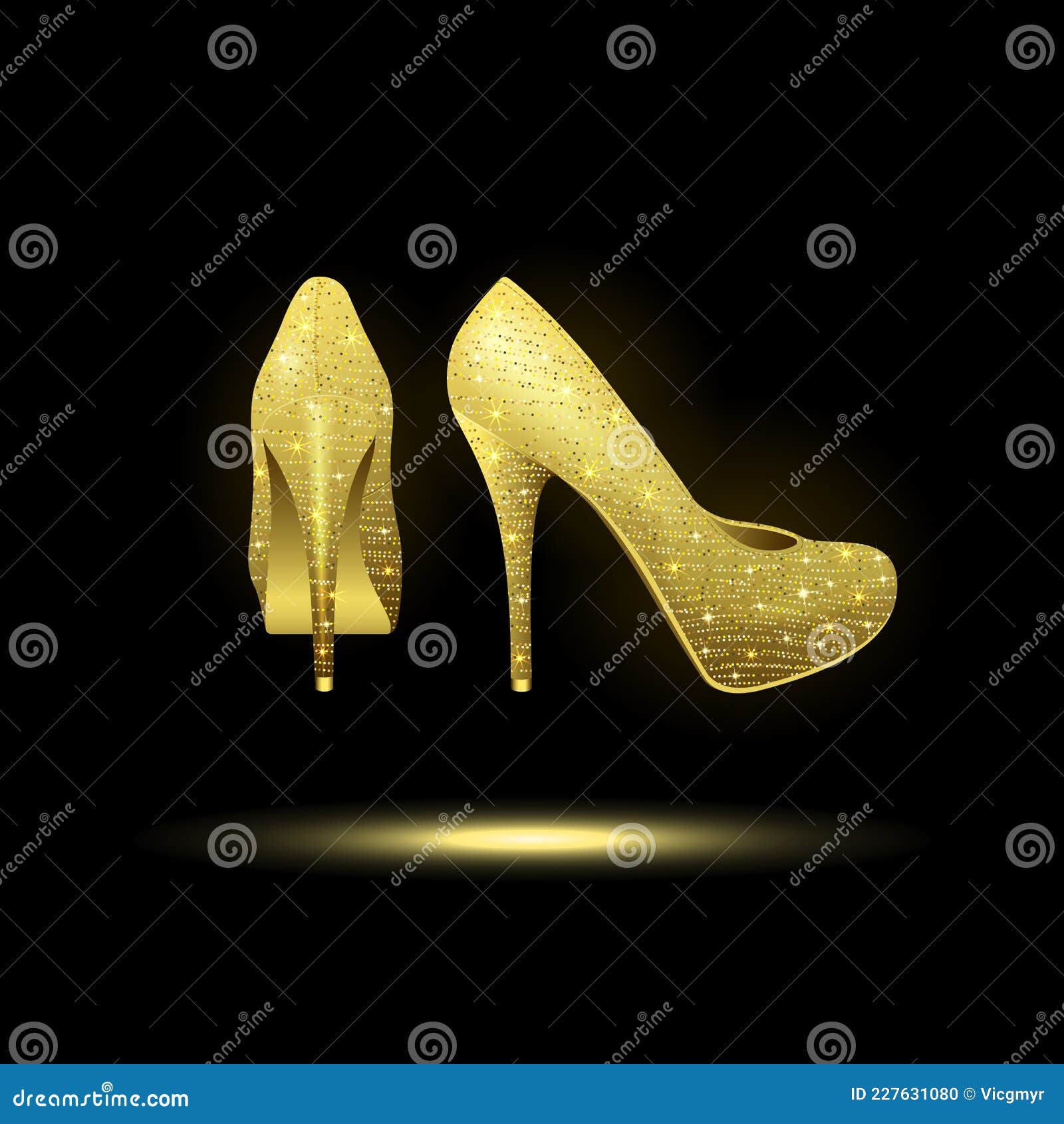 Zapatos de tacón dorado del vector. Ilustración de tolerancia 227631080