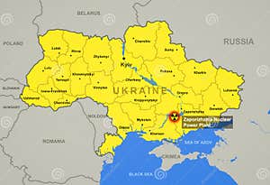Zaporizhzhia Nuclear Power Plant In Ukraine Map Royalty Free Stock 
