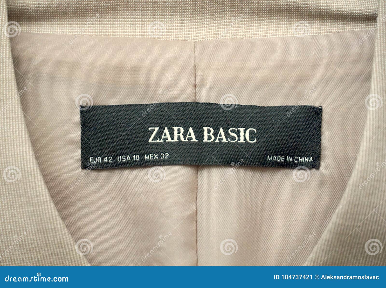 Zara Brand Clothing Made in China, with View of Fabric Texture and ...