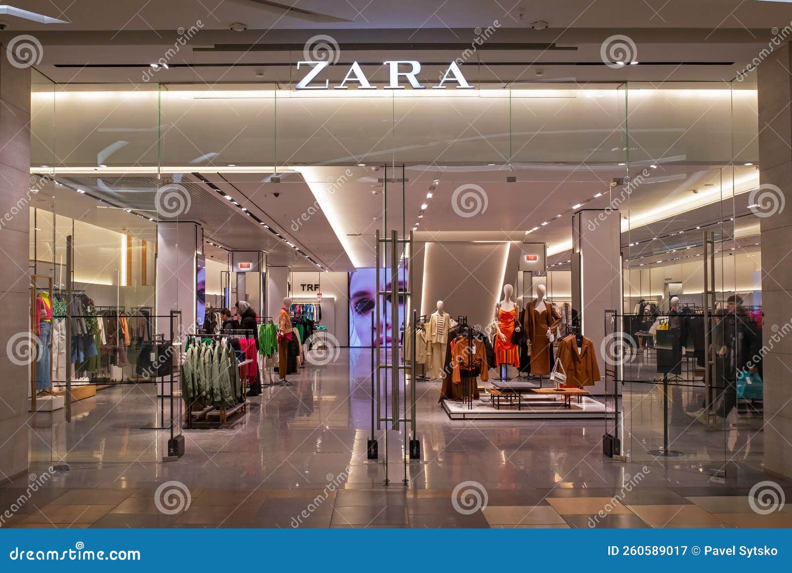 Zara Fashion Store in Shopping Center. Brand Logo and View Inside the ...