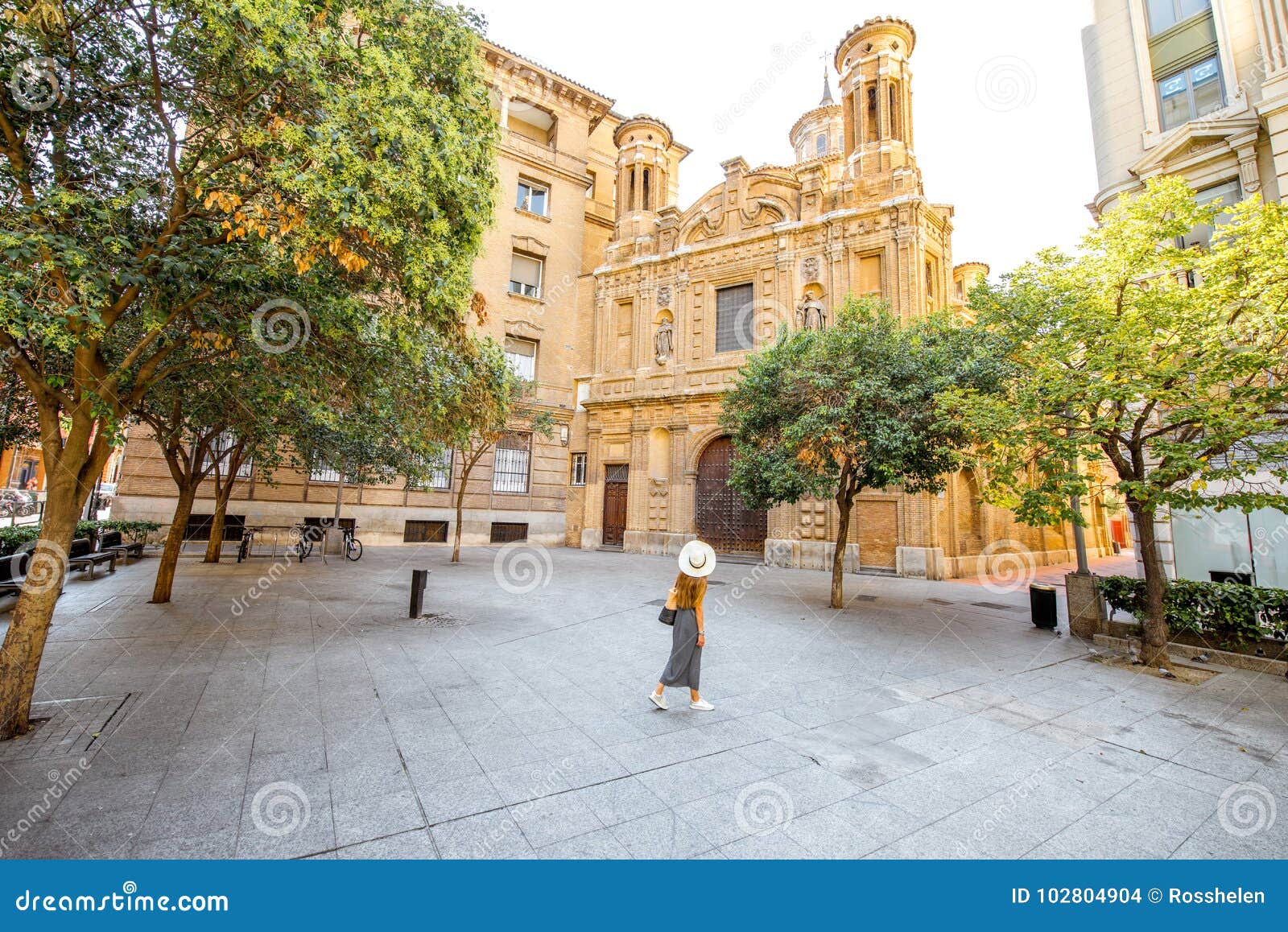 Zaragoza city in Spain stock photo. Image of woman, architecture ...