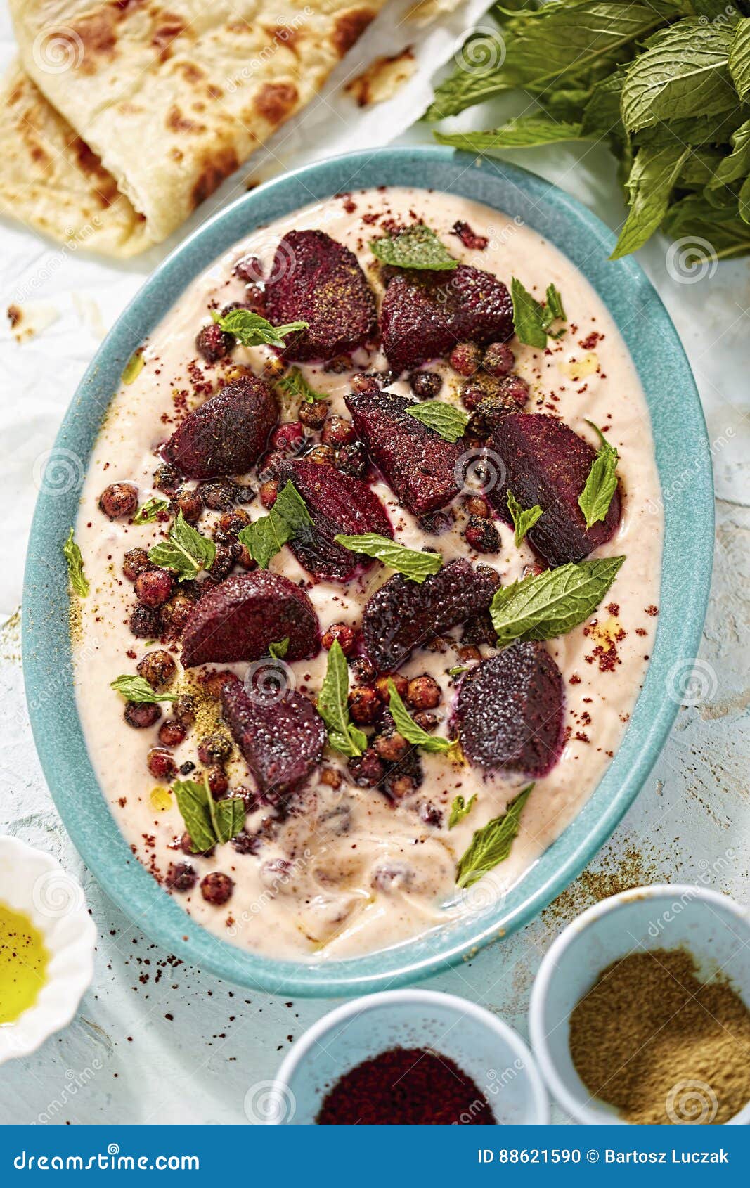 Zatar yoghurt with harissa stock photo. Image of dinner 88621590