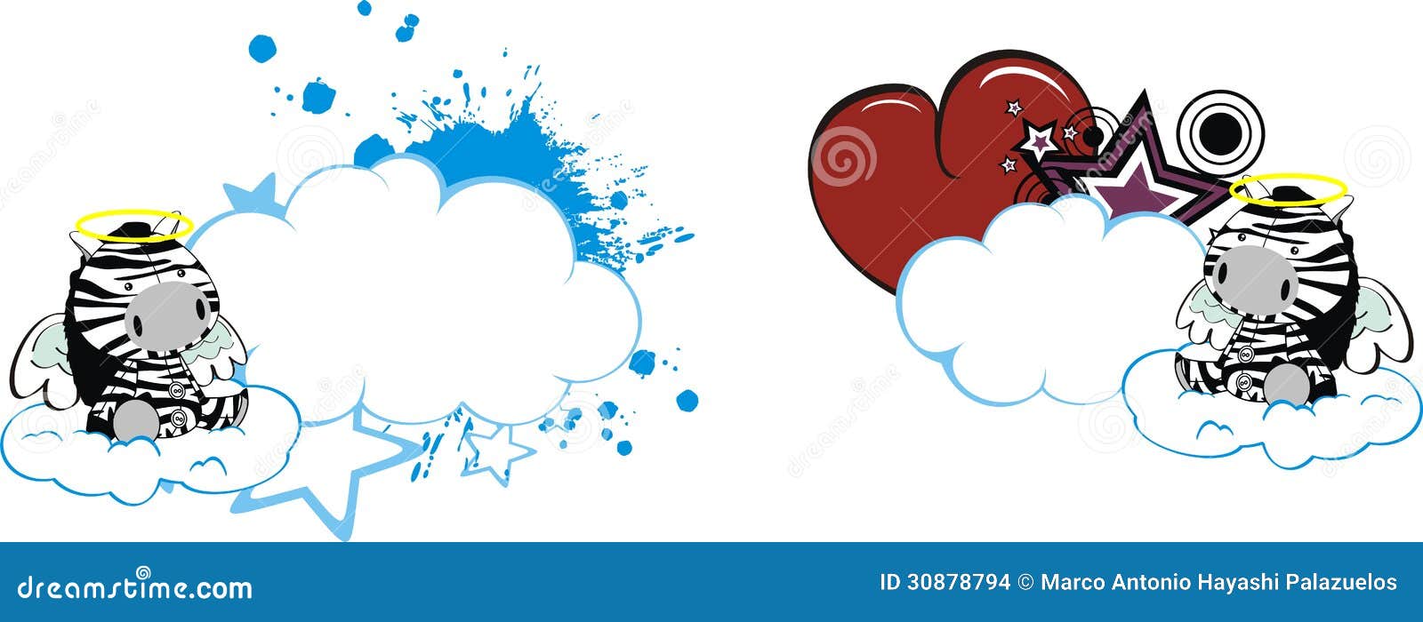 Zebra Baby Cute Angel Cartoon Cloud Set Stock Vector Illustration of