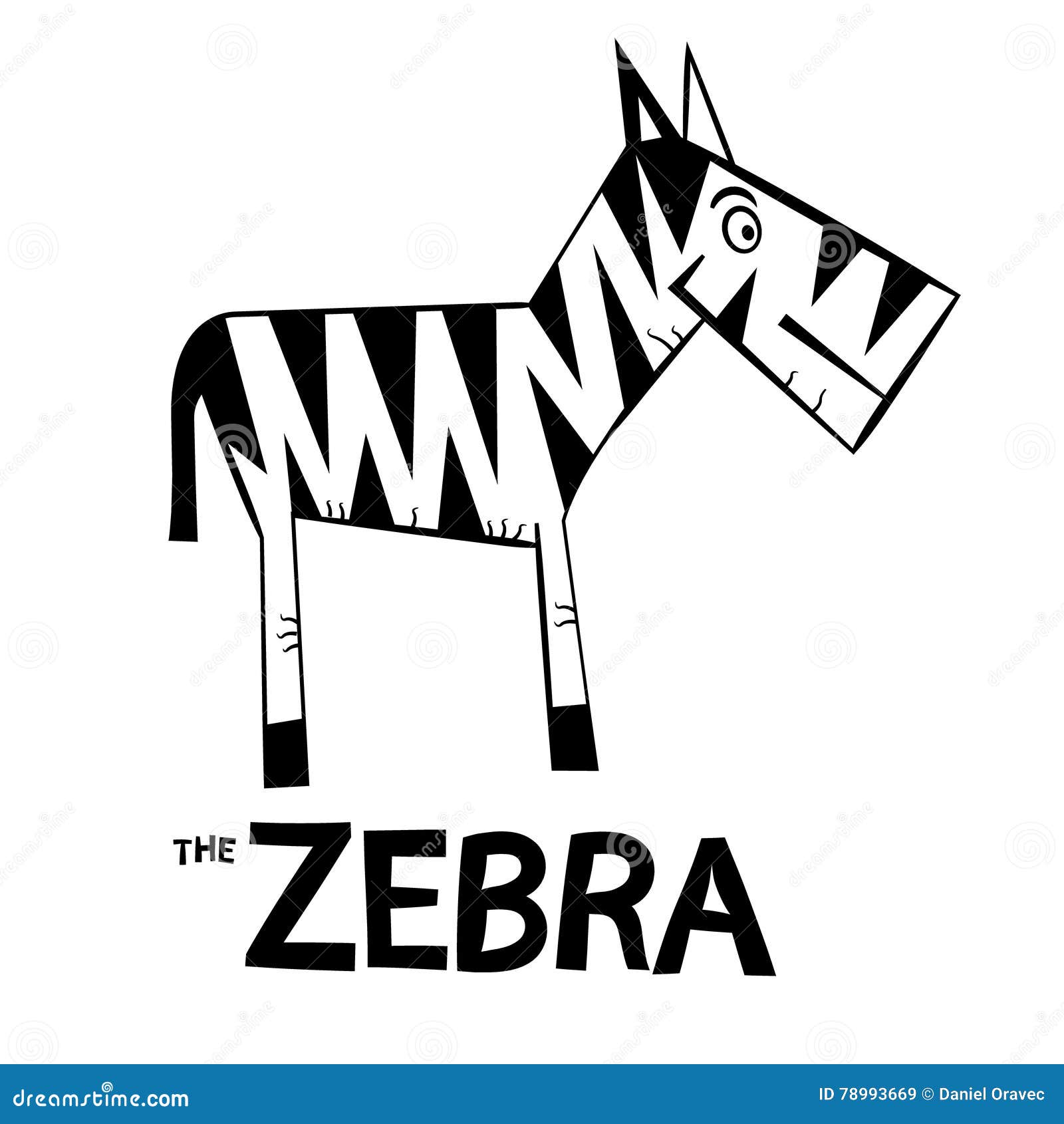 Zebra Cartoon stock vector. Illustration of outline, cartoon 78993669