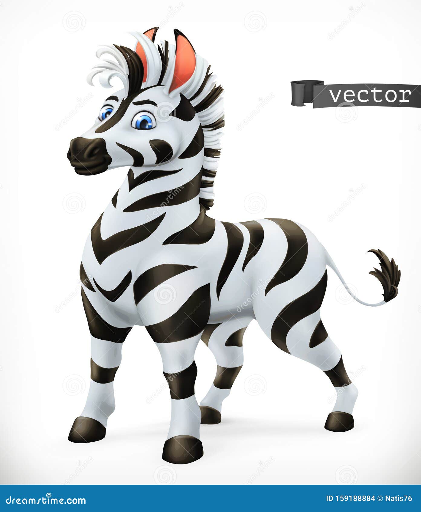 Download Zebra Cartoon Character. Funny Animal, 3d Vector Icon ...