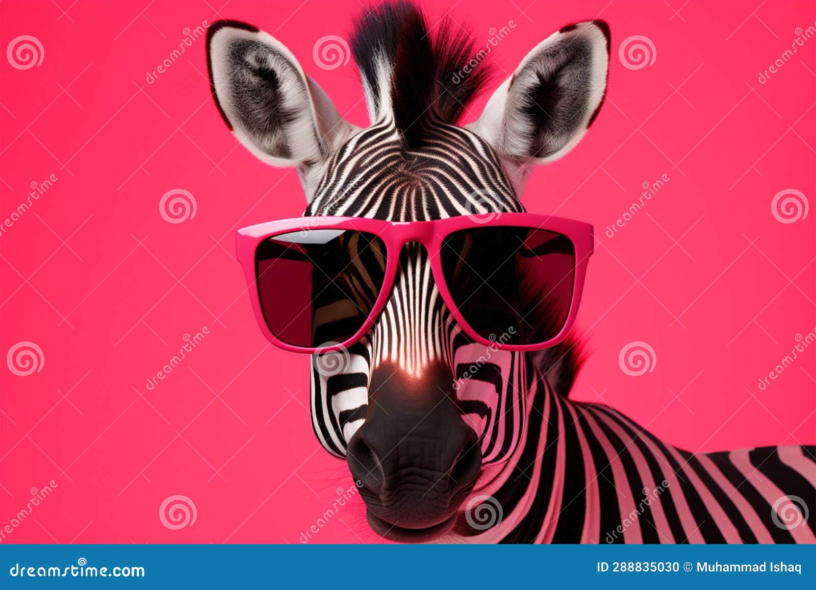 zebra flaunts stylishness in pink sunglasses, exuding a chic vibe