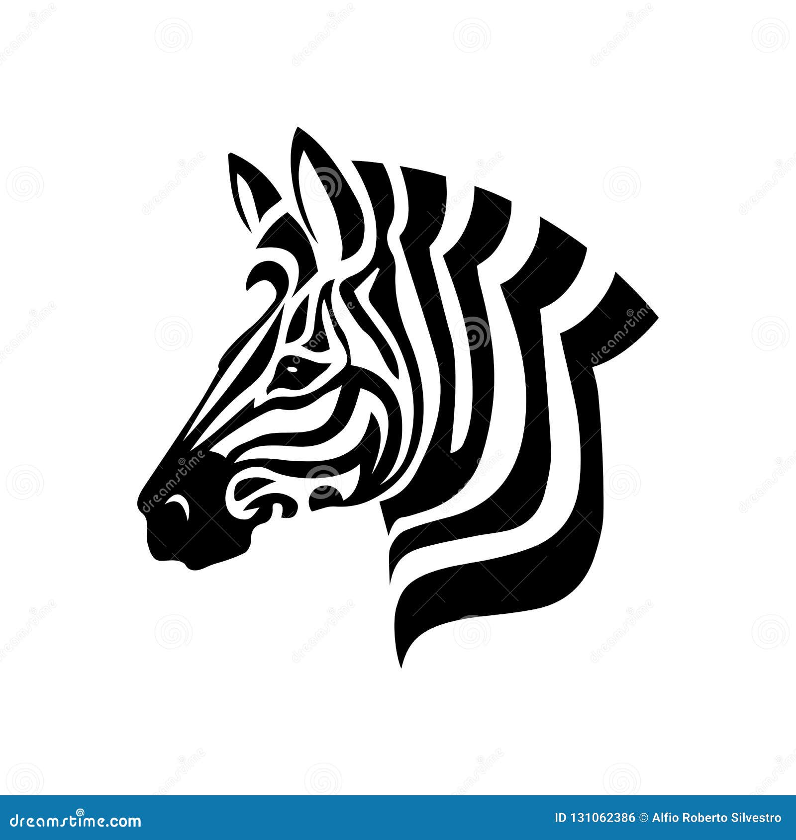 Zebra Head on White Background Stock Vector Illustration of animal