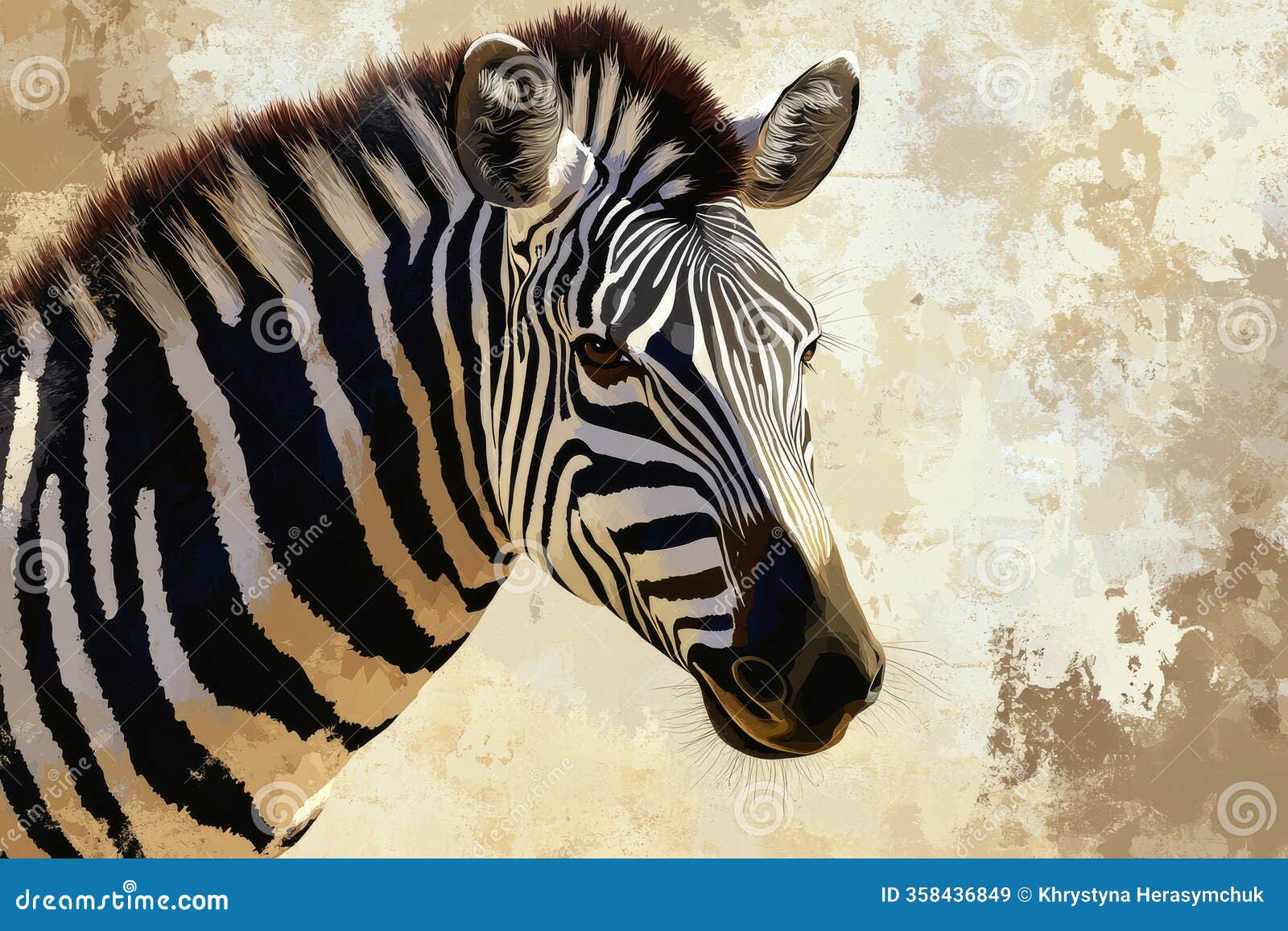 zebra , bold colors, graphic , stylized animal portrait, unique art style on a ai ganerated
