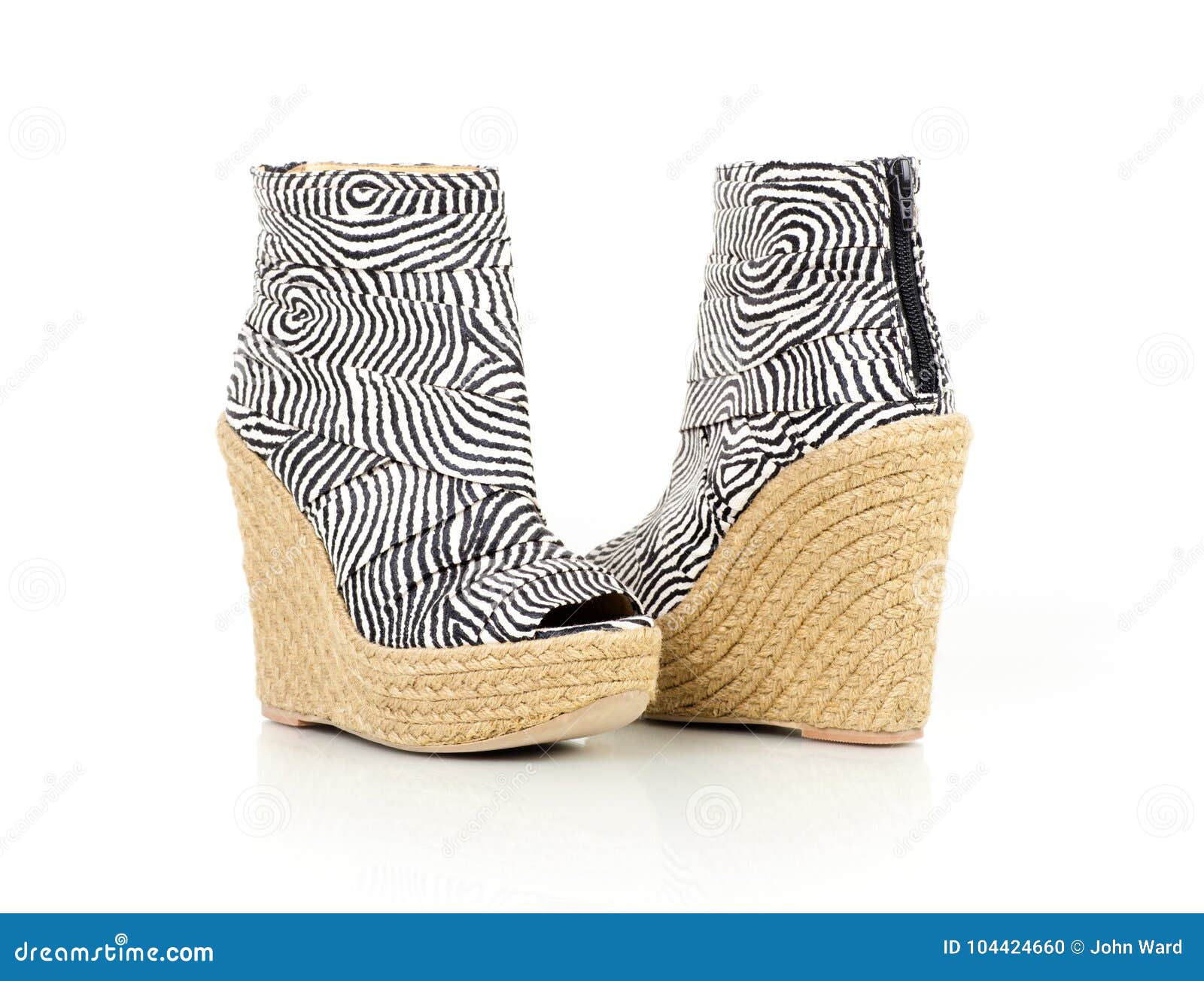 Zebra Patterned Ankle Boots Stock Photo - Image of heels, straw: 104424660