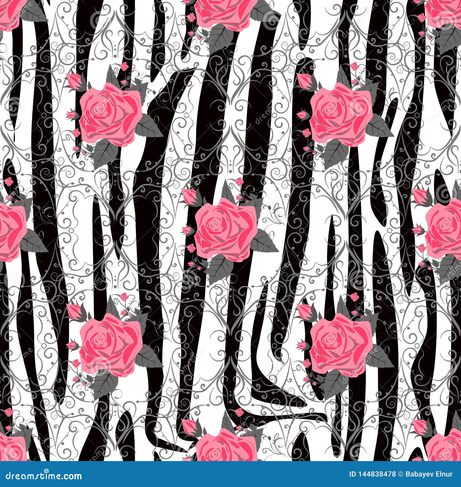 Download Zebra Stripes With Red Rose Florals Flowers Seamless Pattern Zebra Print Animal Skin Tiger Stripes Abstract Pattern Line Stock Illustration Illustration Of Pattern Detail 144838478