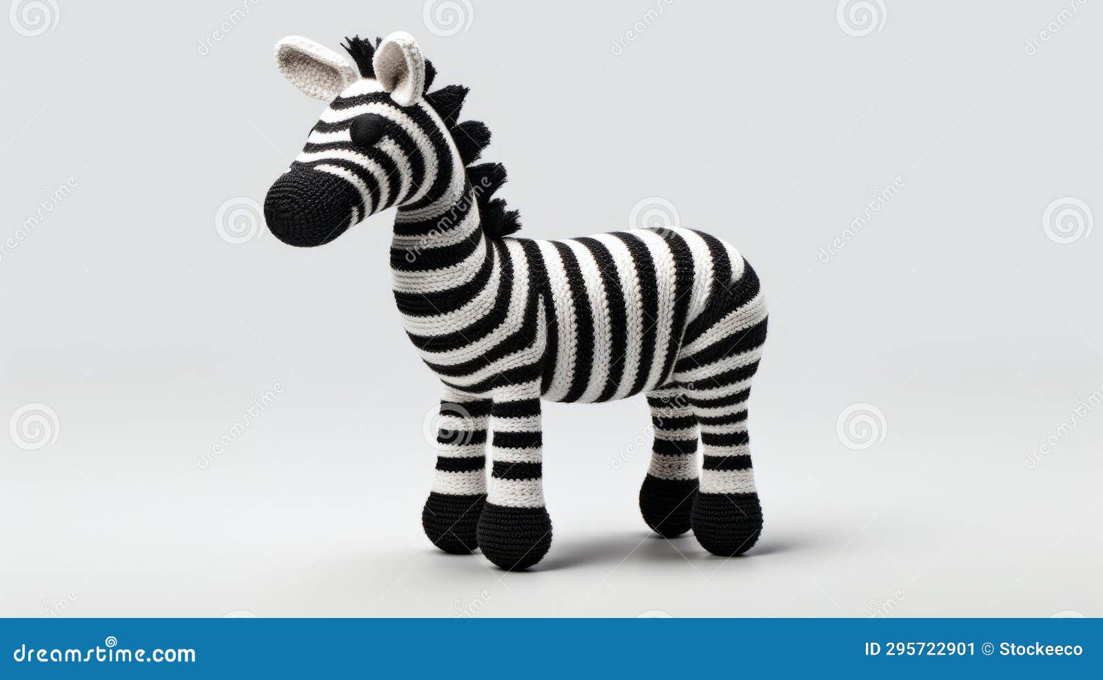 intricate knitted zebra toy with bold character 