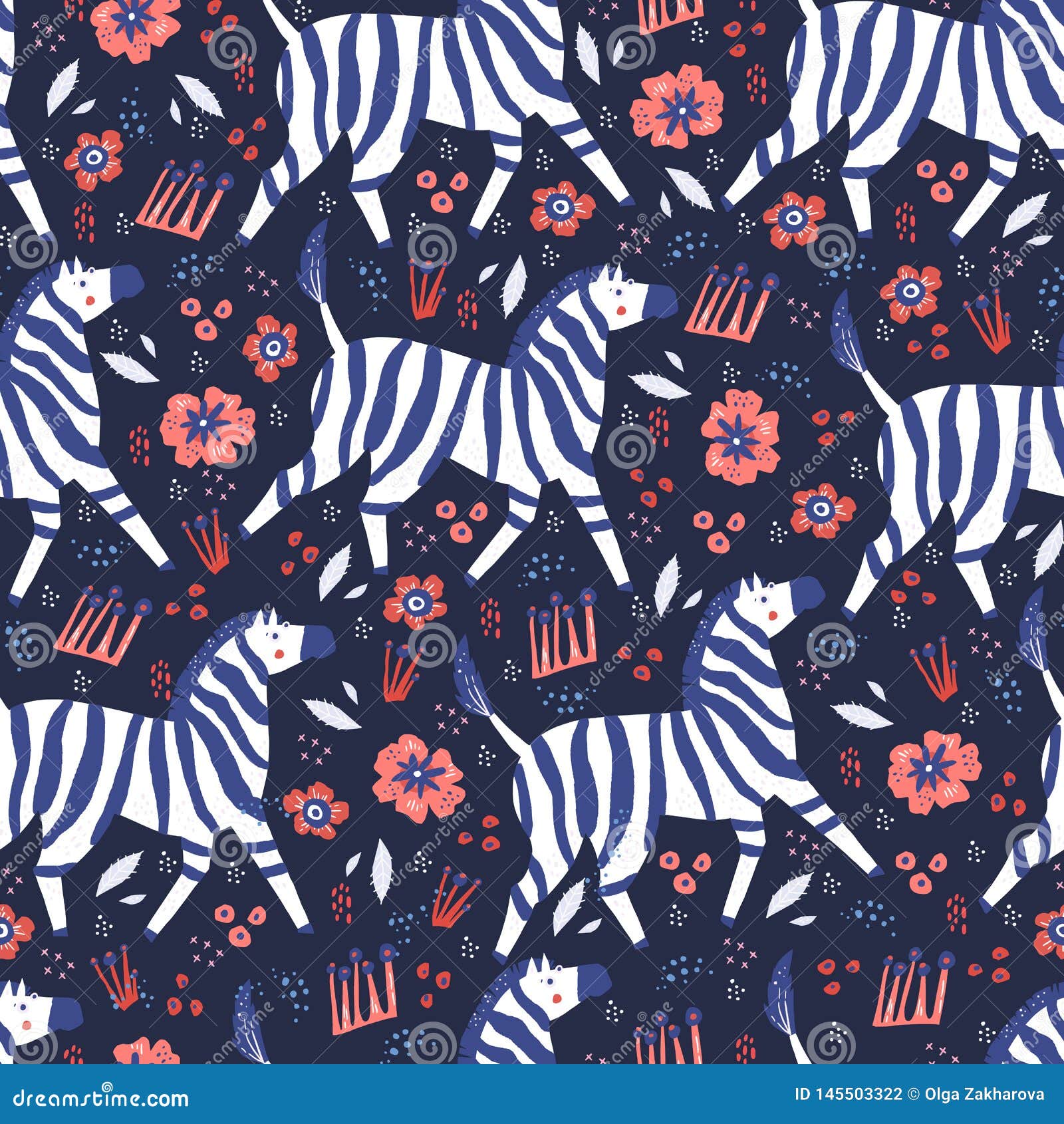 zebra  hand drawn seamless pattern