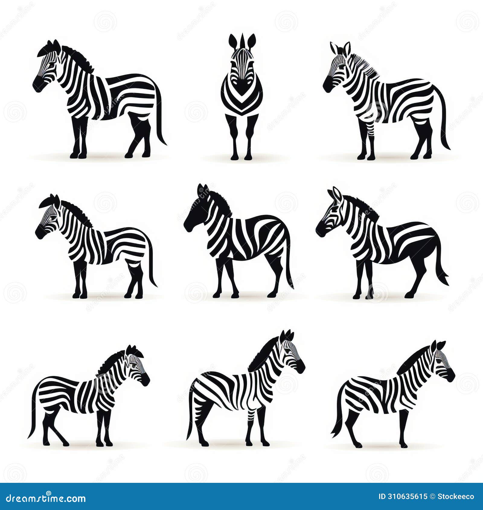 bold zebra logos collection in american iconography style