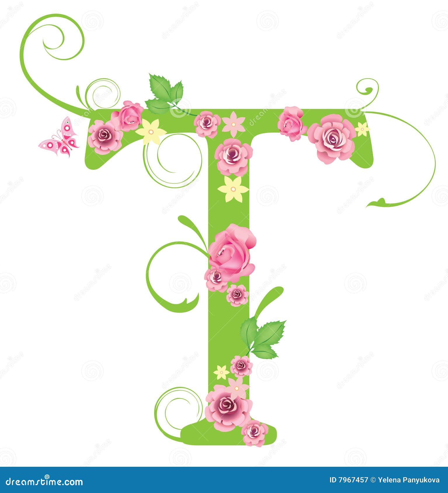 Zeichen T Mit Rosen Vektor Abbildung Illustration Von Blume 7967457