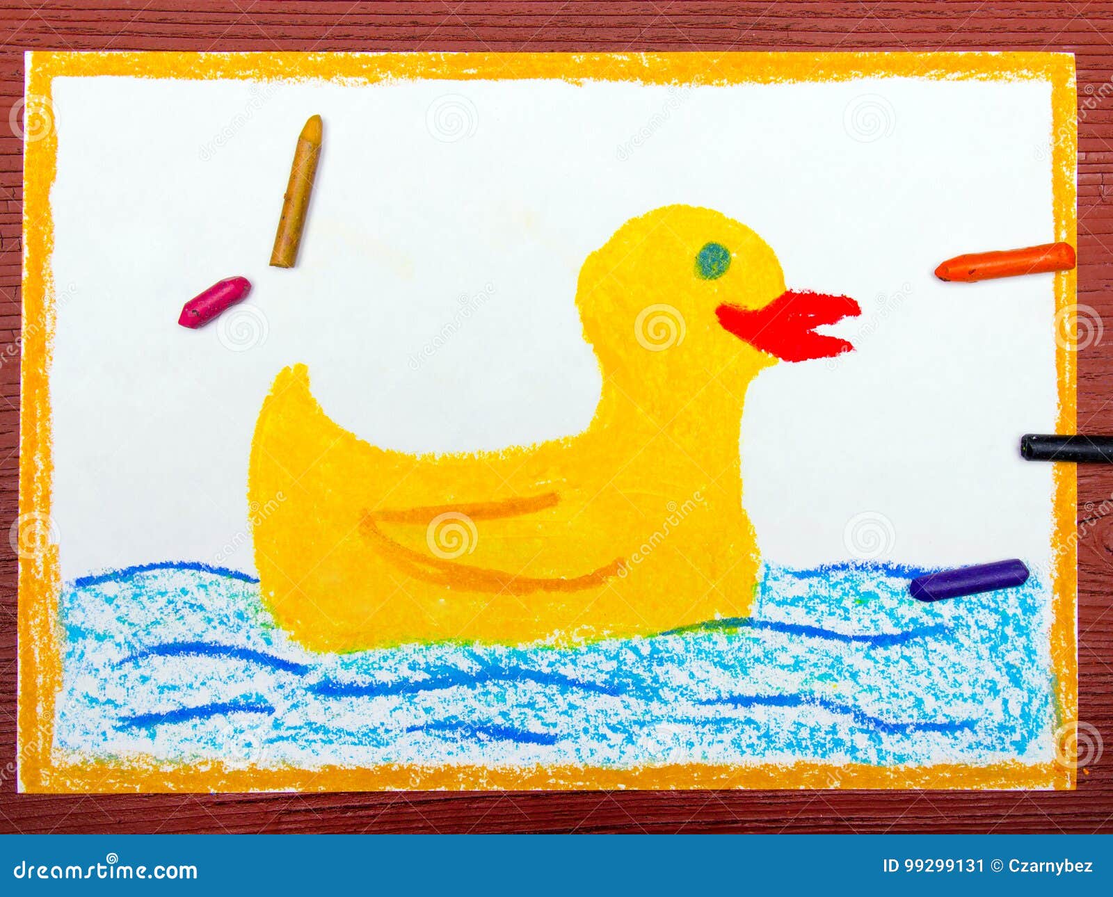 Zeichnen: Gelbe Ente Auf Dem Wasser Stock Abbildung - Illustration von  graphik, kunst: 99299131