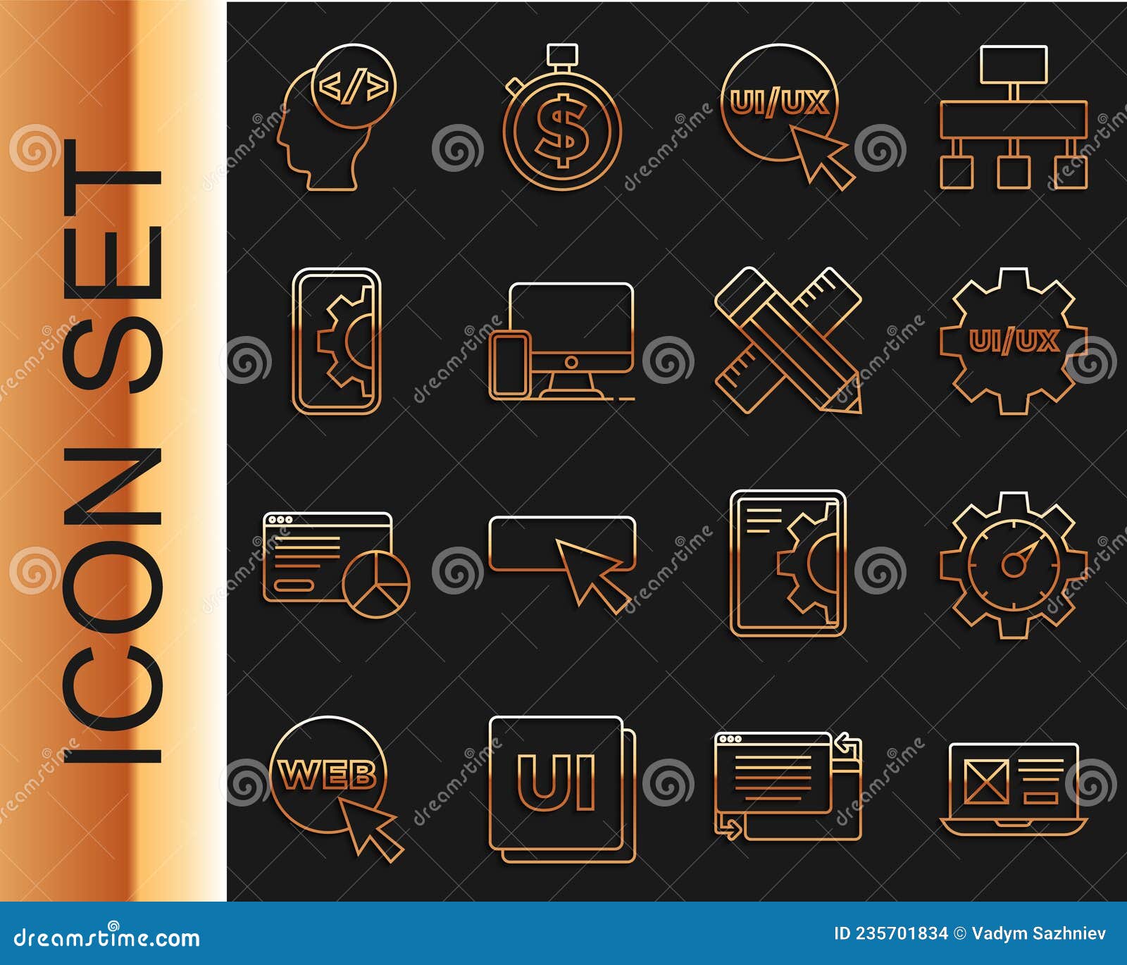 Zeile Ui Oder Ux Design Website Statistik Monitor Und Mobile