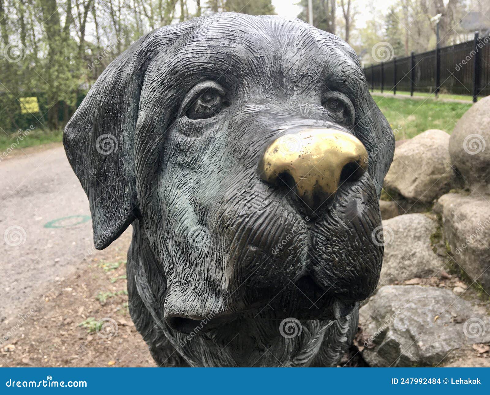 ZELENOGORSK, RUSSIA - MAY 11, 2020: Dog Sculpture Closeup Editorial