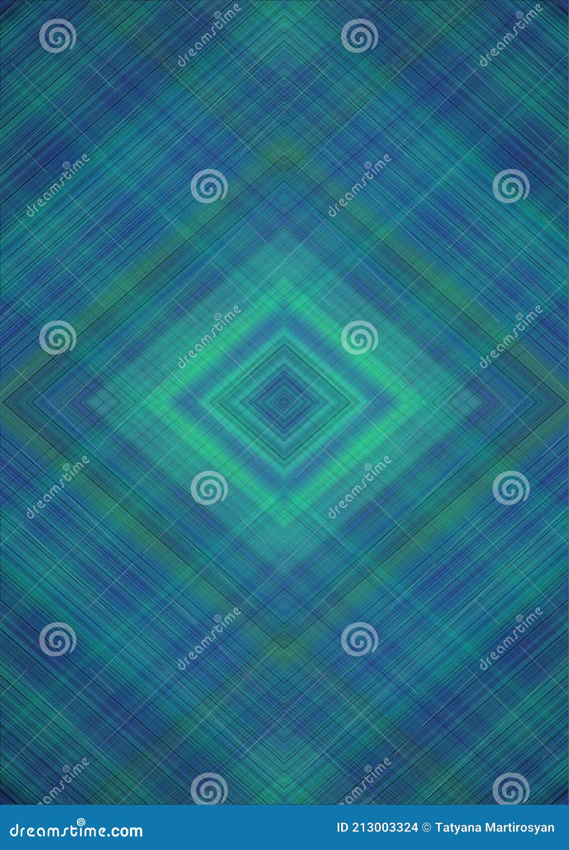 abstract background with rhombuses patterns derived from the intersection of green, blue and black stripes