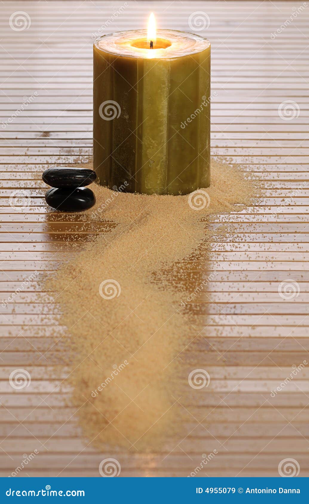 Zen candle and black stone stock image. Image of stone 4955079