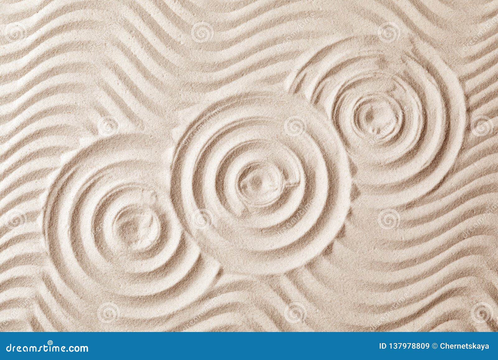 Zen Garden Pattern on Sand As Background, Top View Stock Image Image