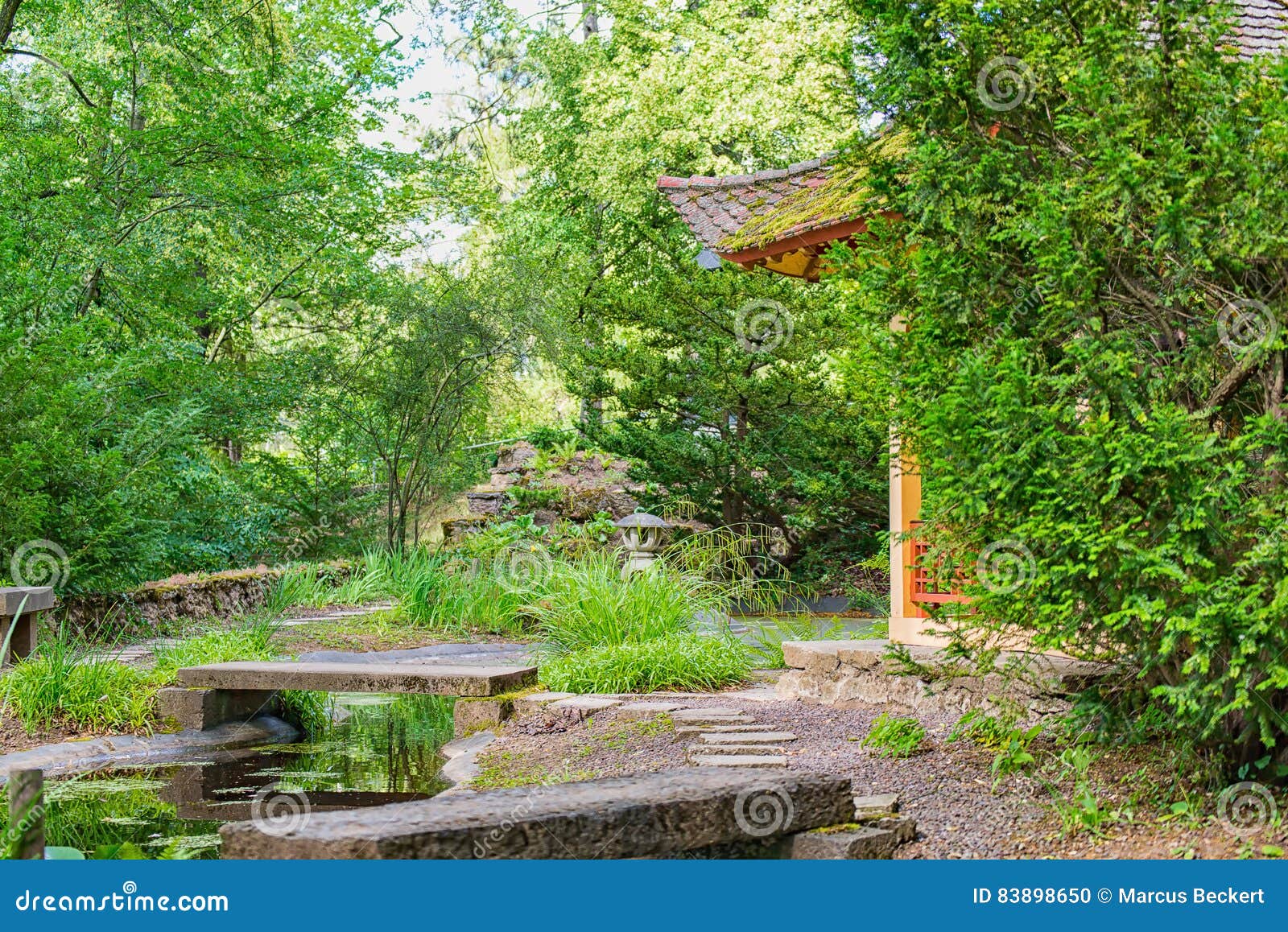 Zen Garden in Saalfeld Nel Bergfried Fotografia Stock Immagine di