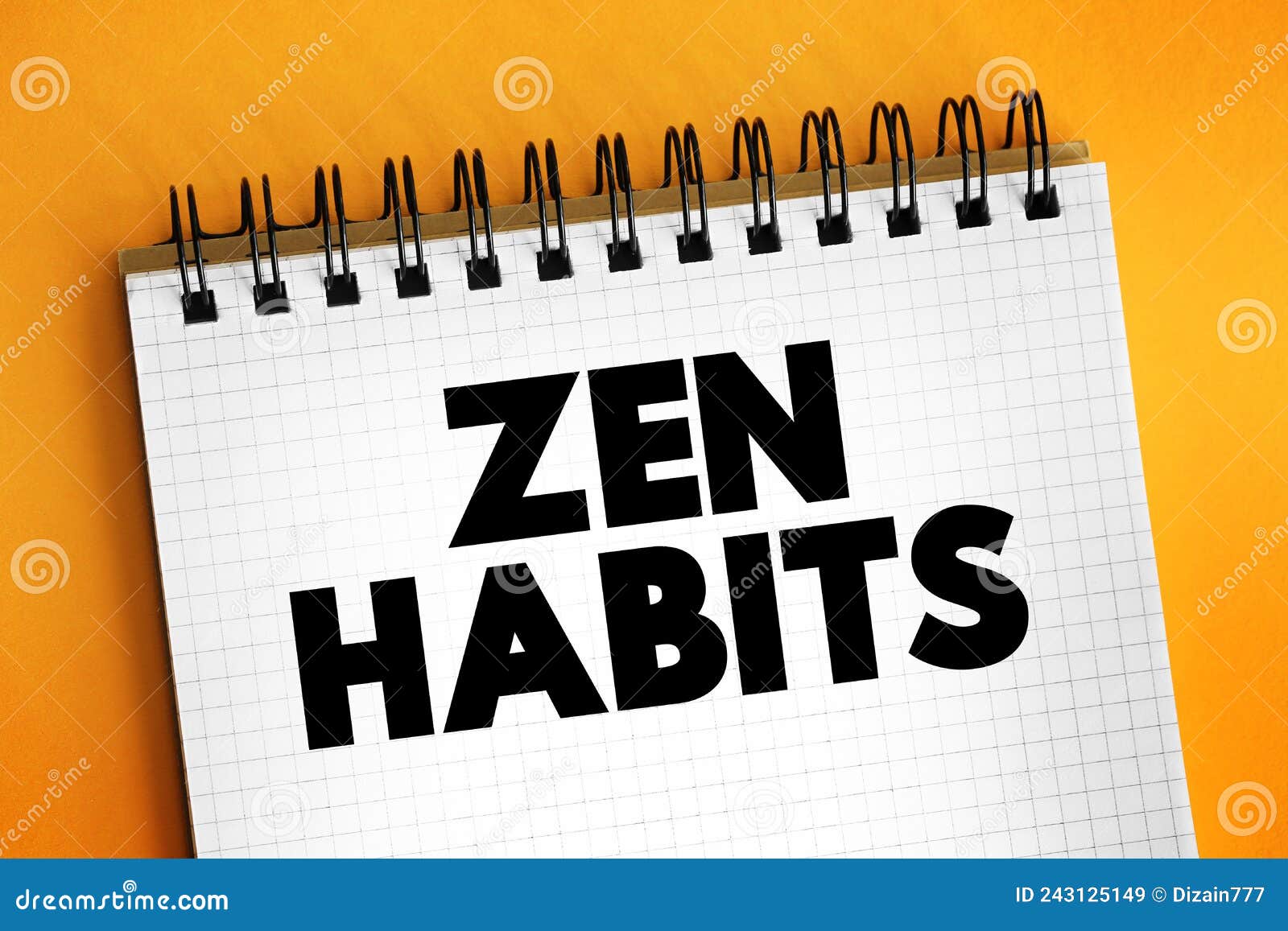 Zen Habits Text on Notepad, Concept Background Stock Image Image of