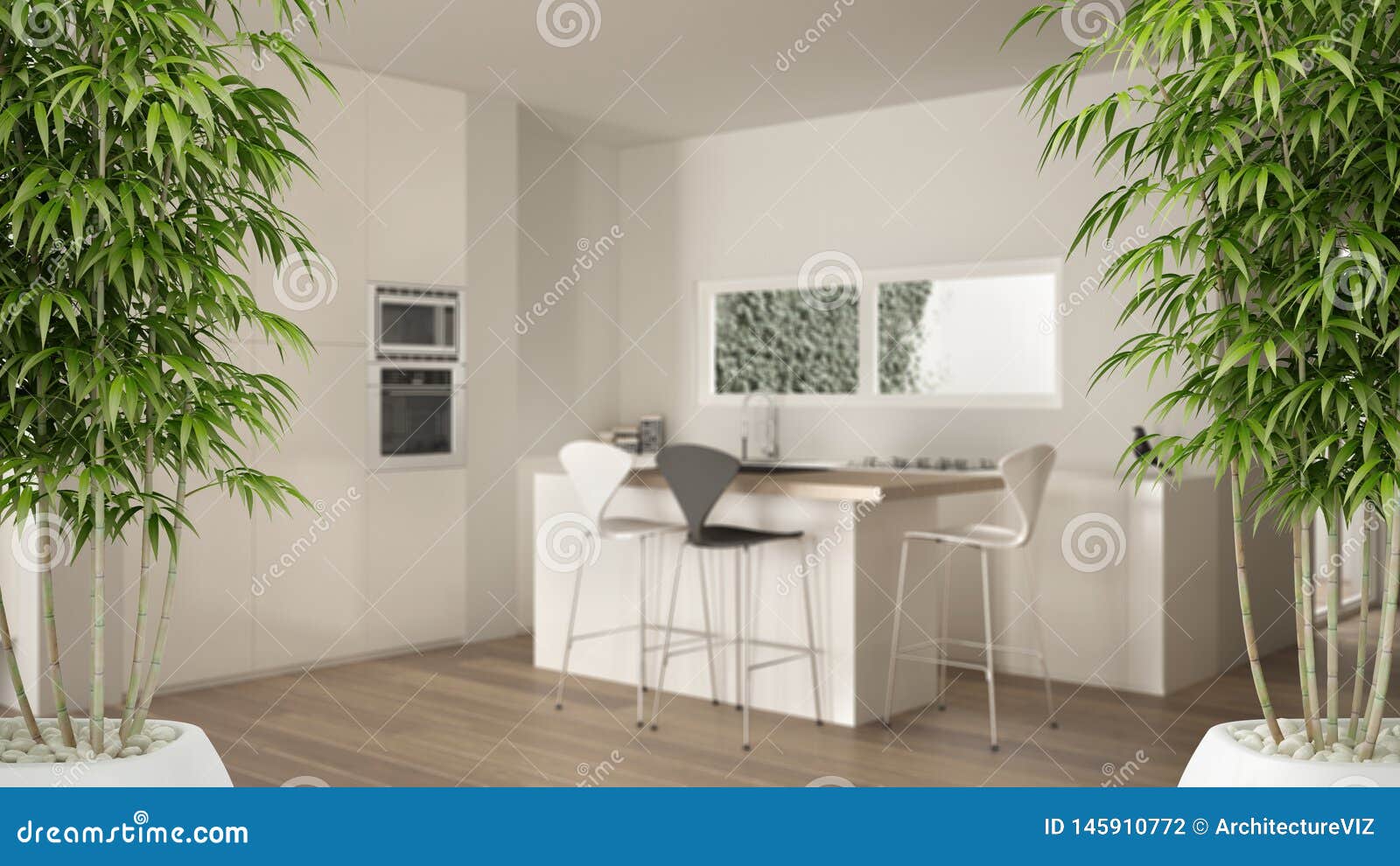 Zen Interior With Potted Bamboo Plant Natural Interior