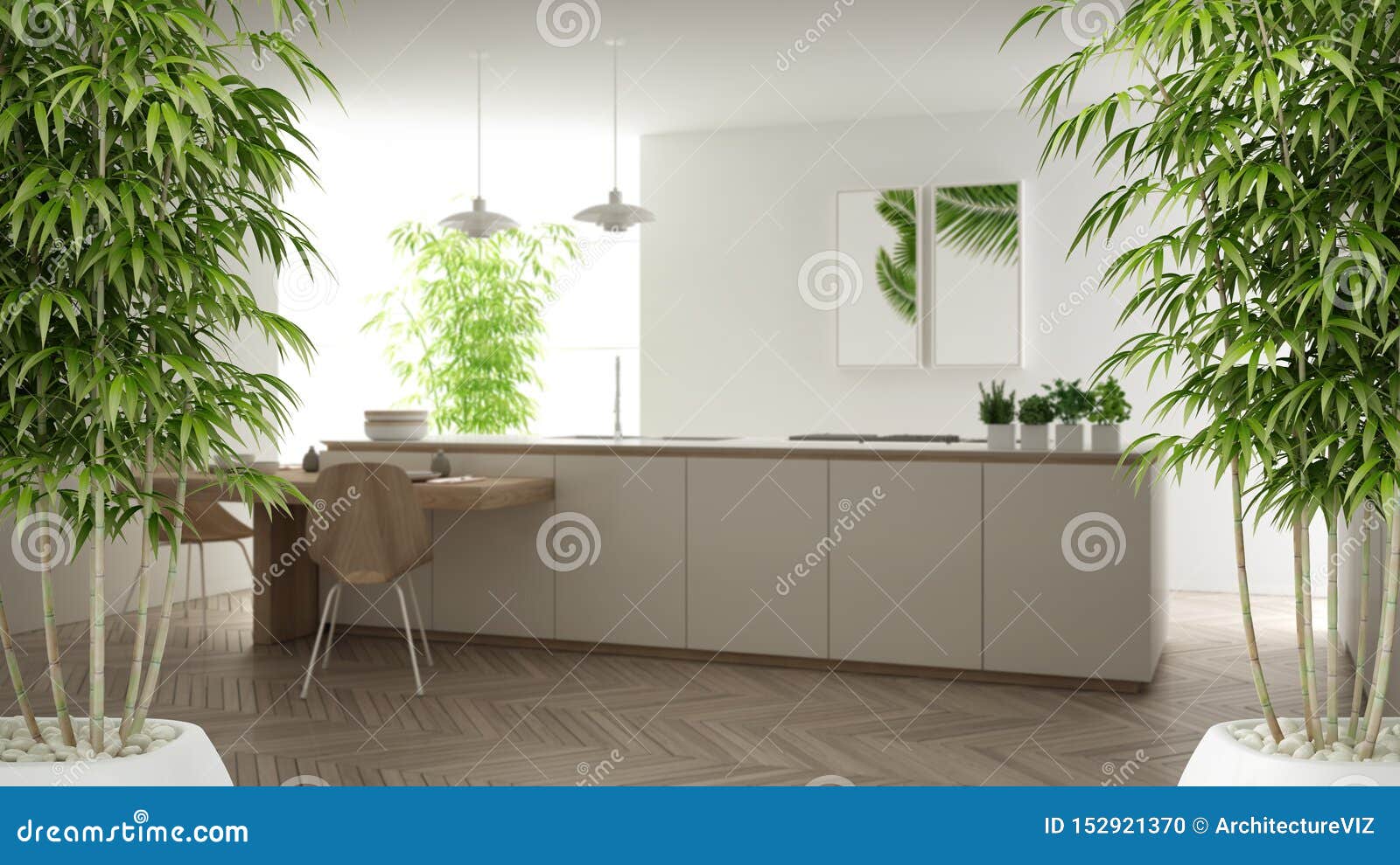 Zen Interior With Potted Bamboo Plant Natural Interior