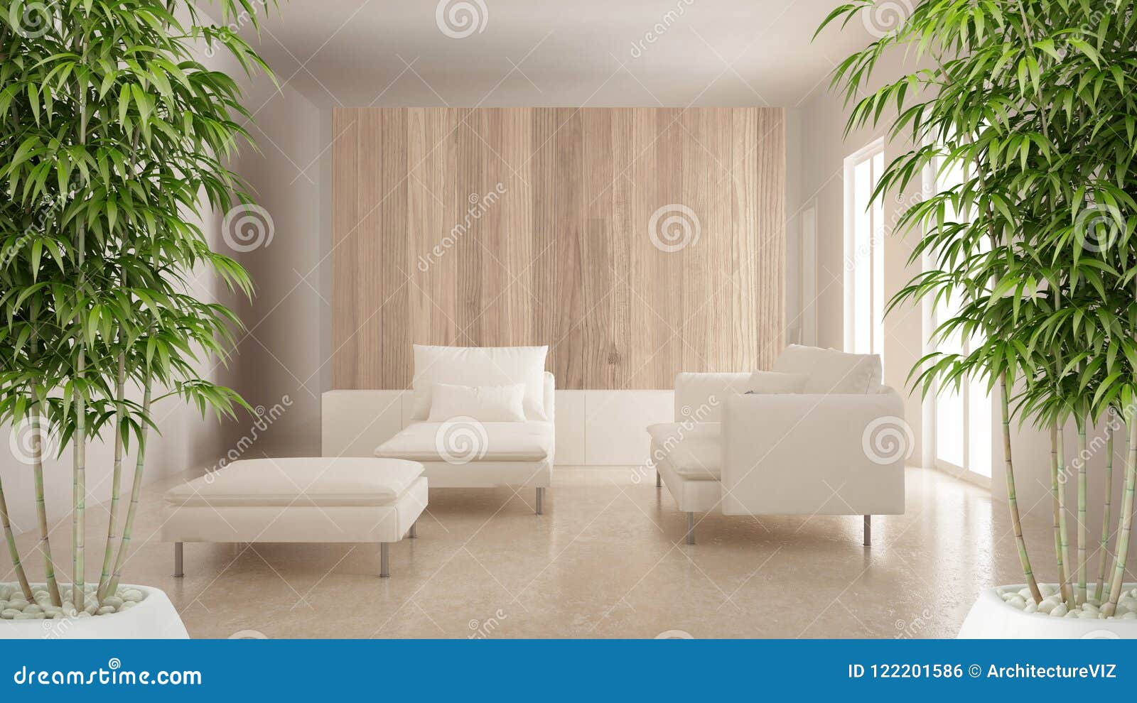 Zen Interior with Potted Bamboo Plant, Natural Interior Design ...